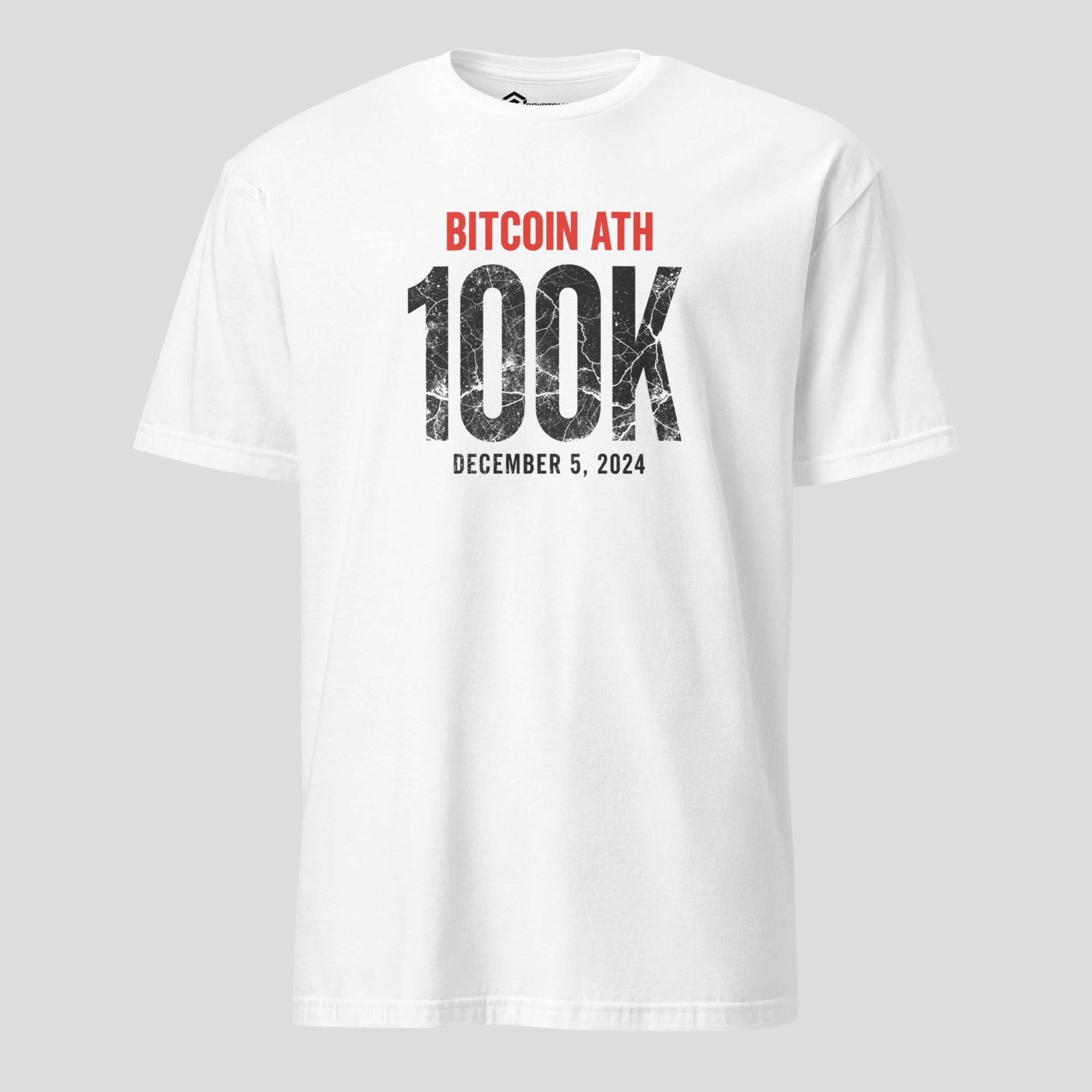 White bitcoin 100k t-shirt milestone crypto design