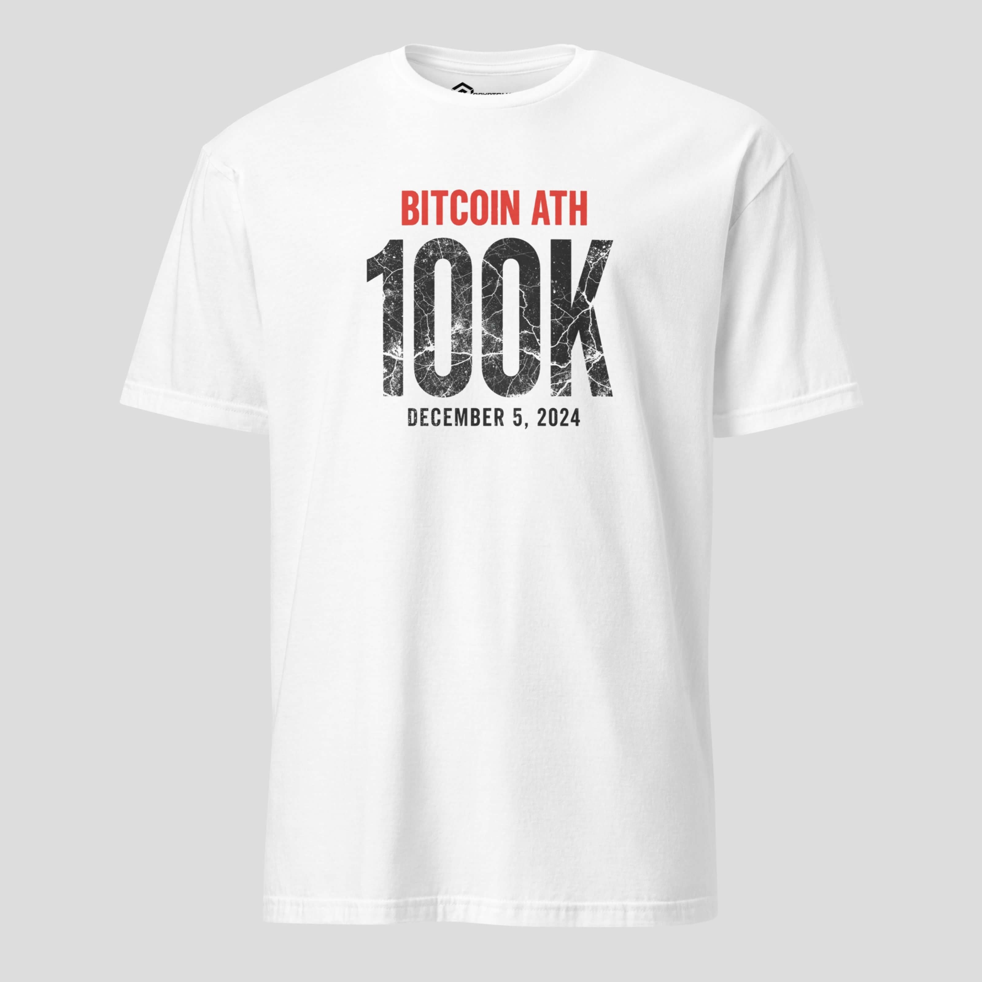 White bitcoin 100k t-shirt milestone crypto design