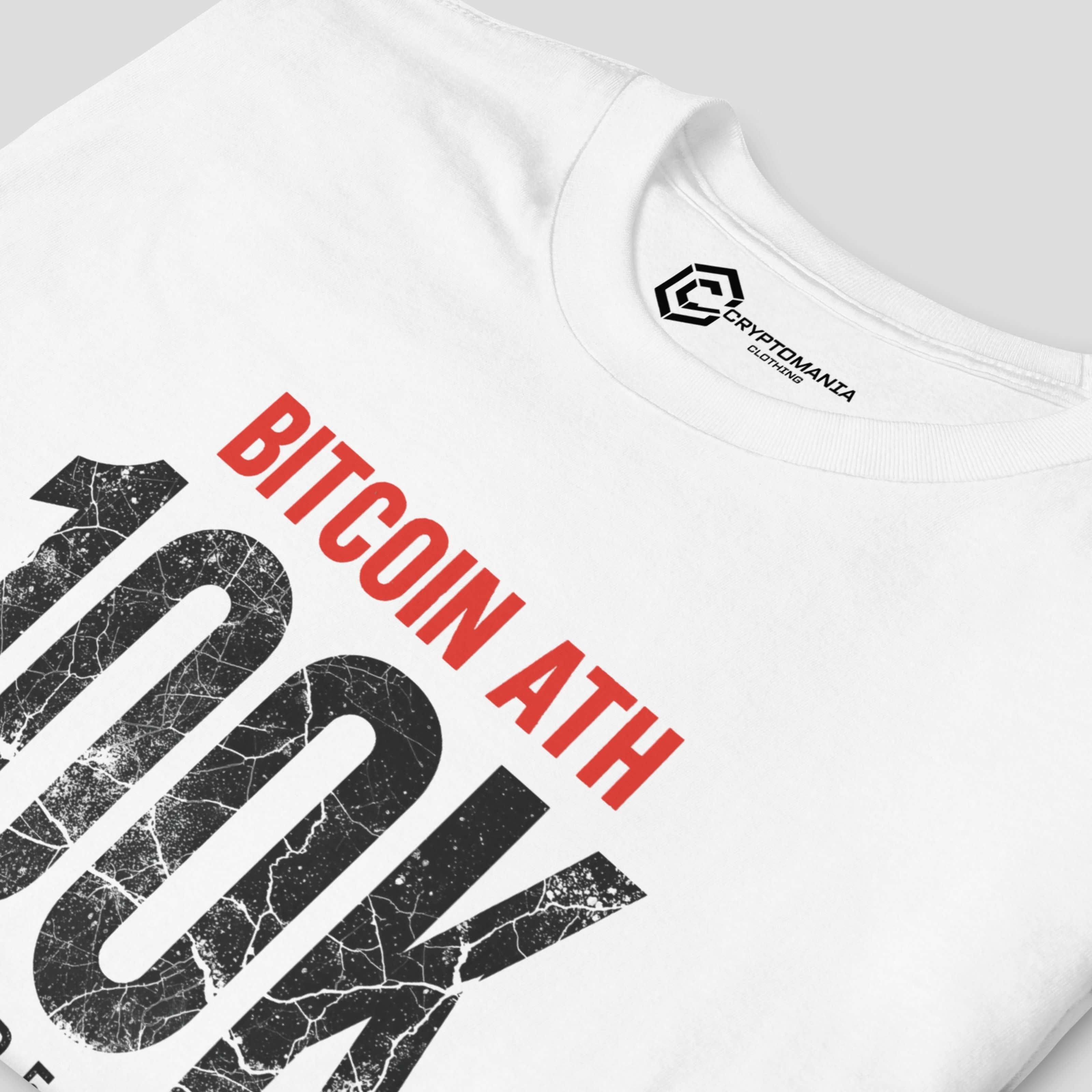 White bitcoin 100k crypto tee bull market apparel