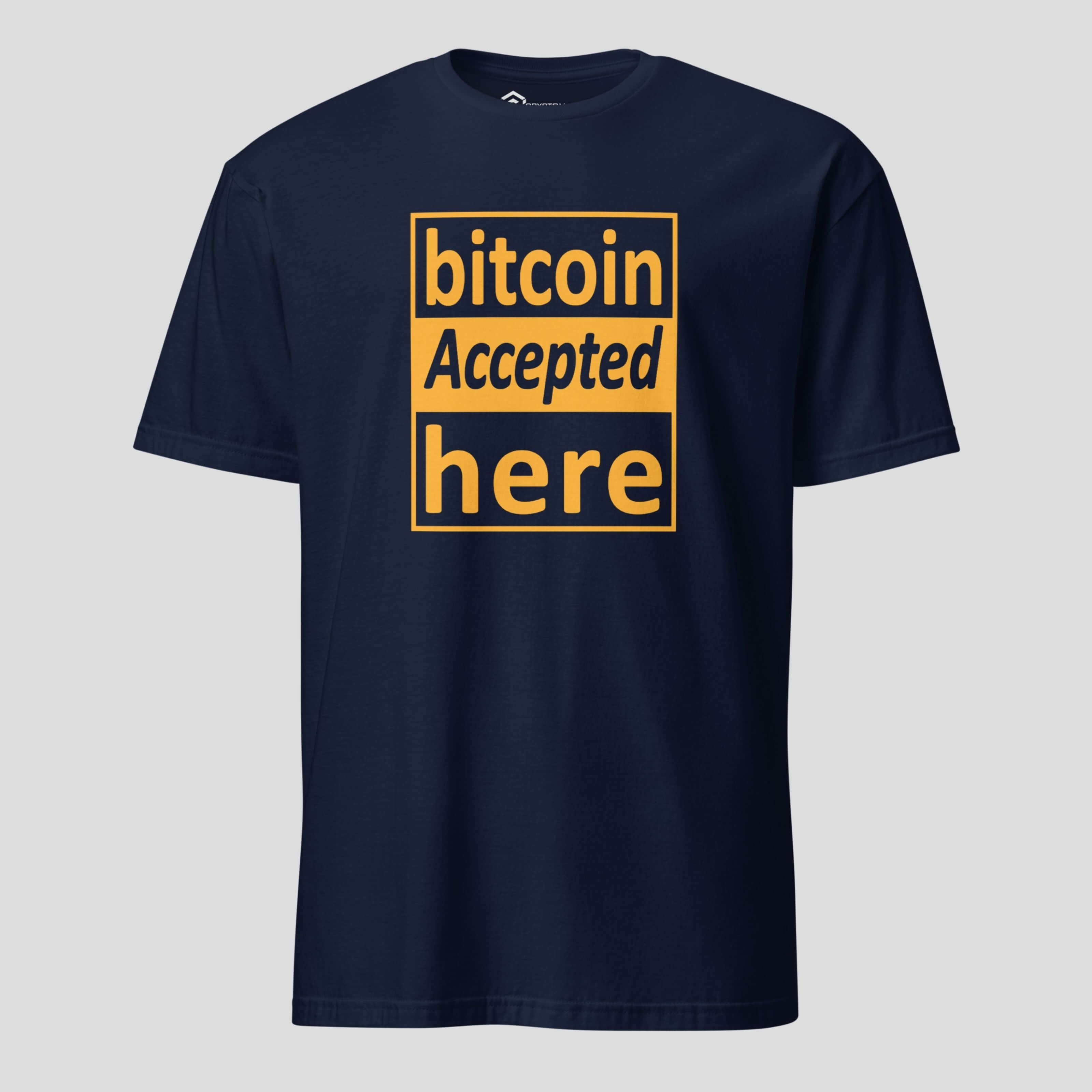Navy bitcoin payment accepted graphic tee streetwear style
