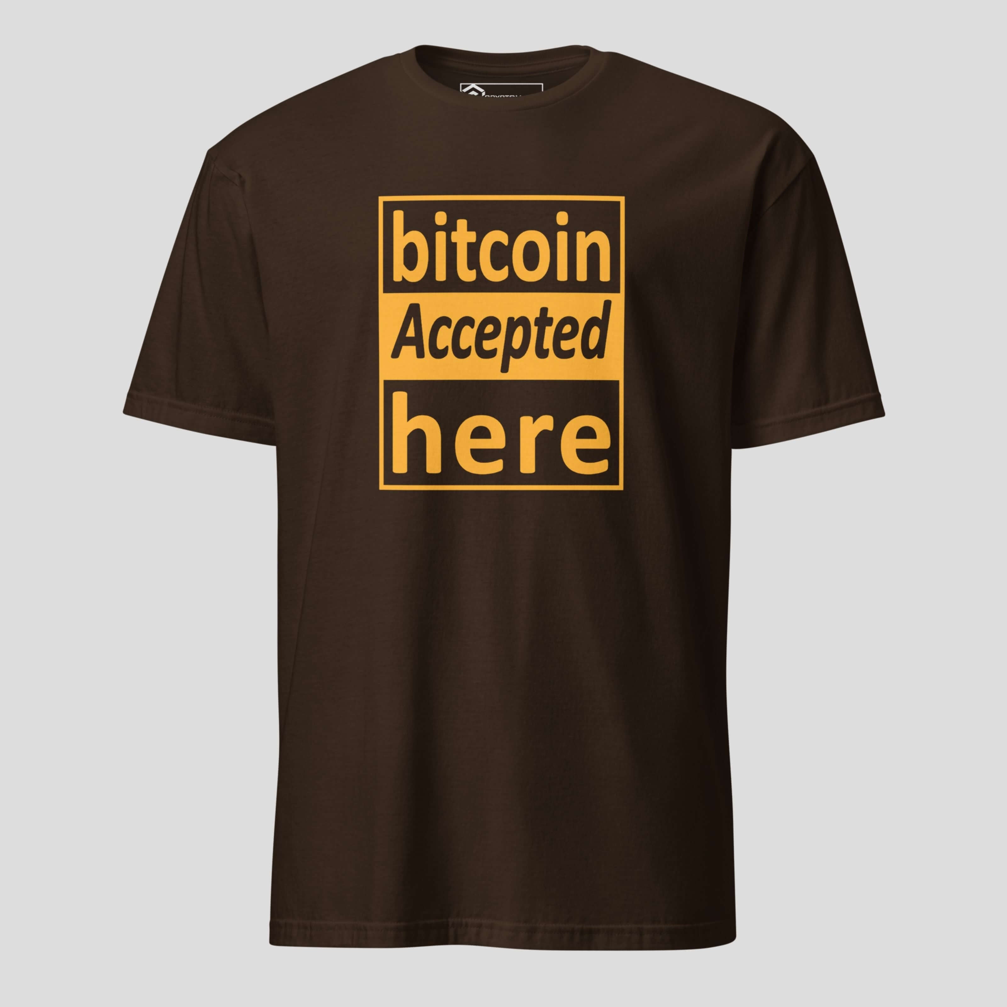 Crypto bitcoin accepted here tshirt brown