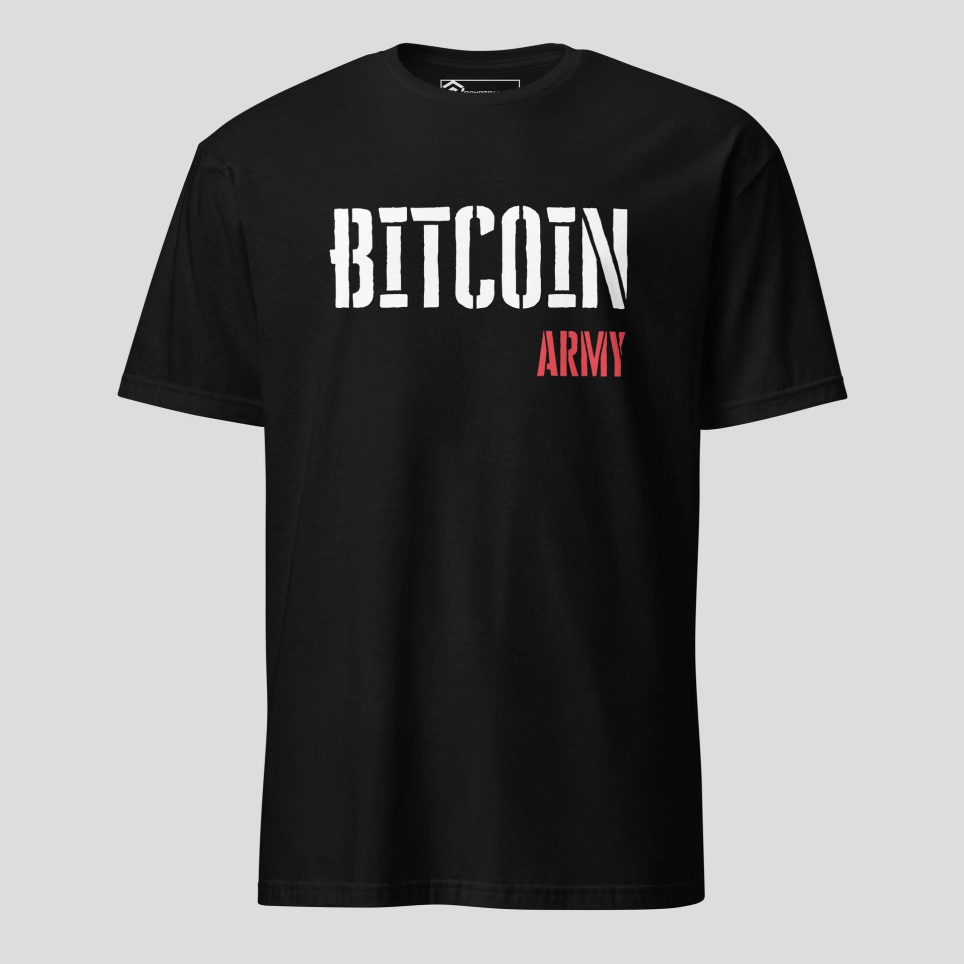 Bitcoin army t-shirt black crypto streetwear design for BTC holders and traders