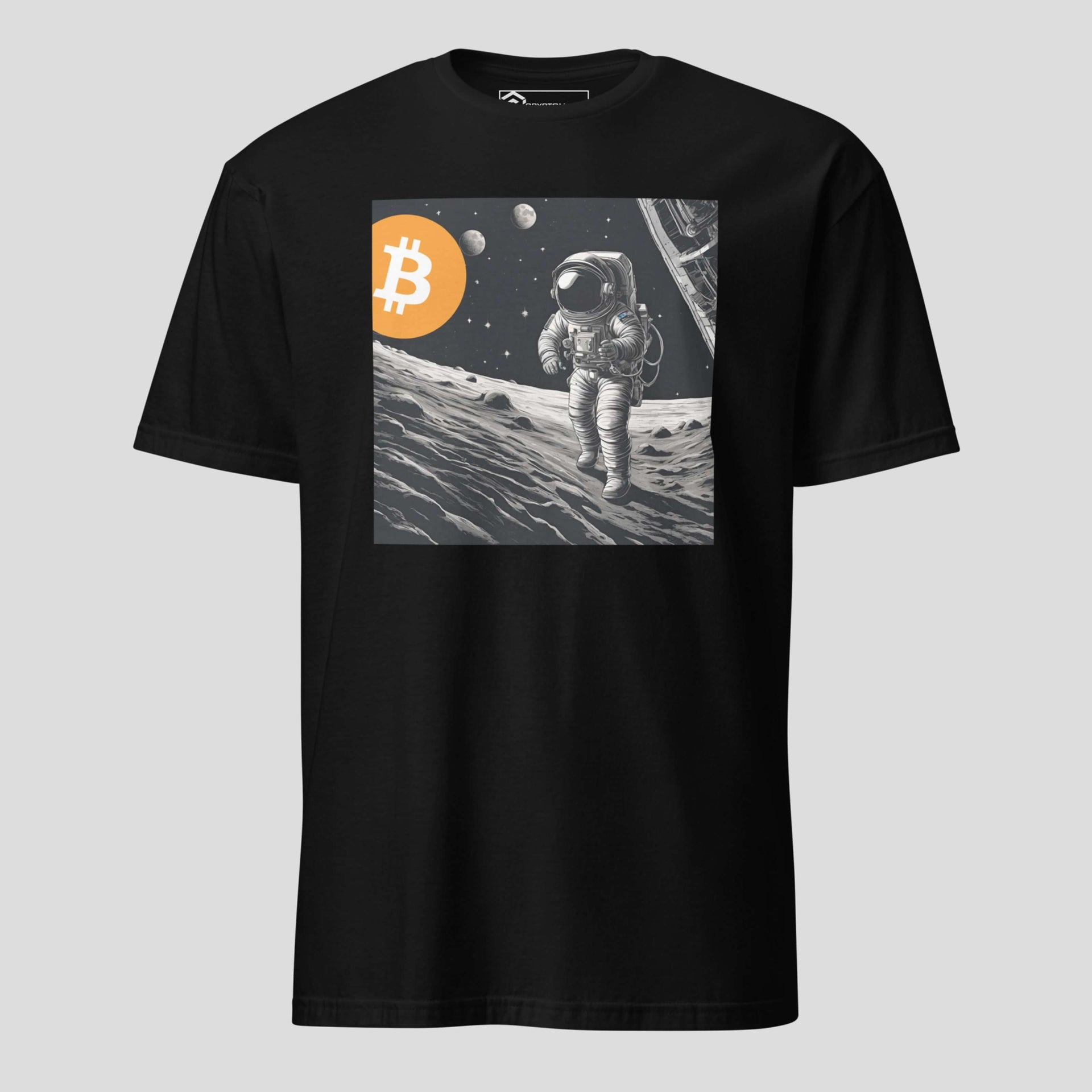 Black bitcoin astronaut crypto t-shirt moon design