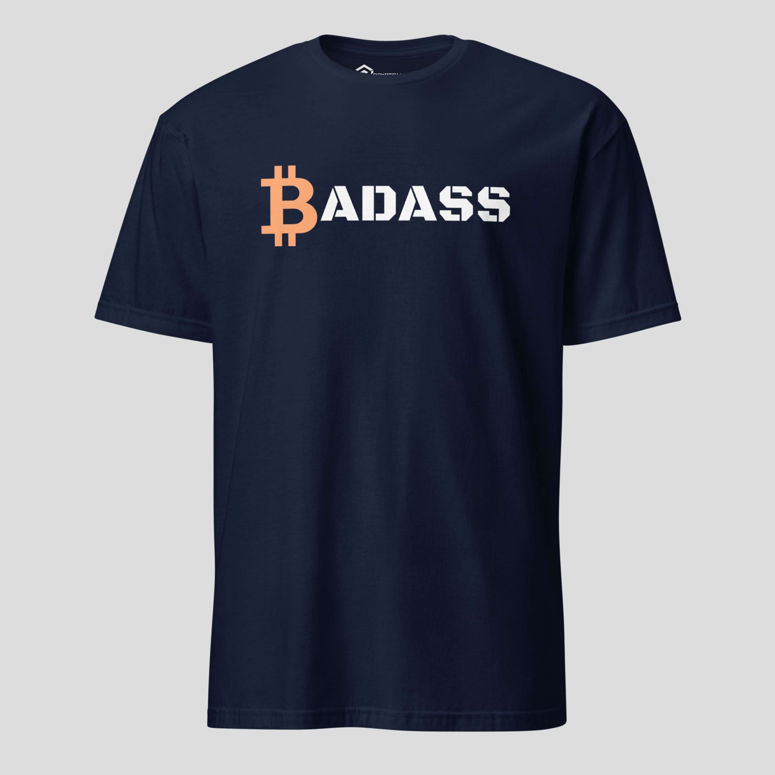 Navy badass bitcoin tee streetwear design
