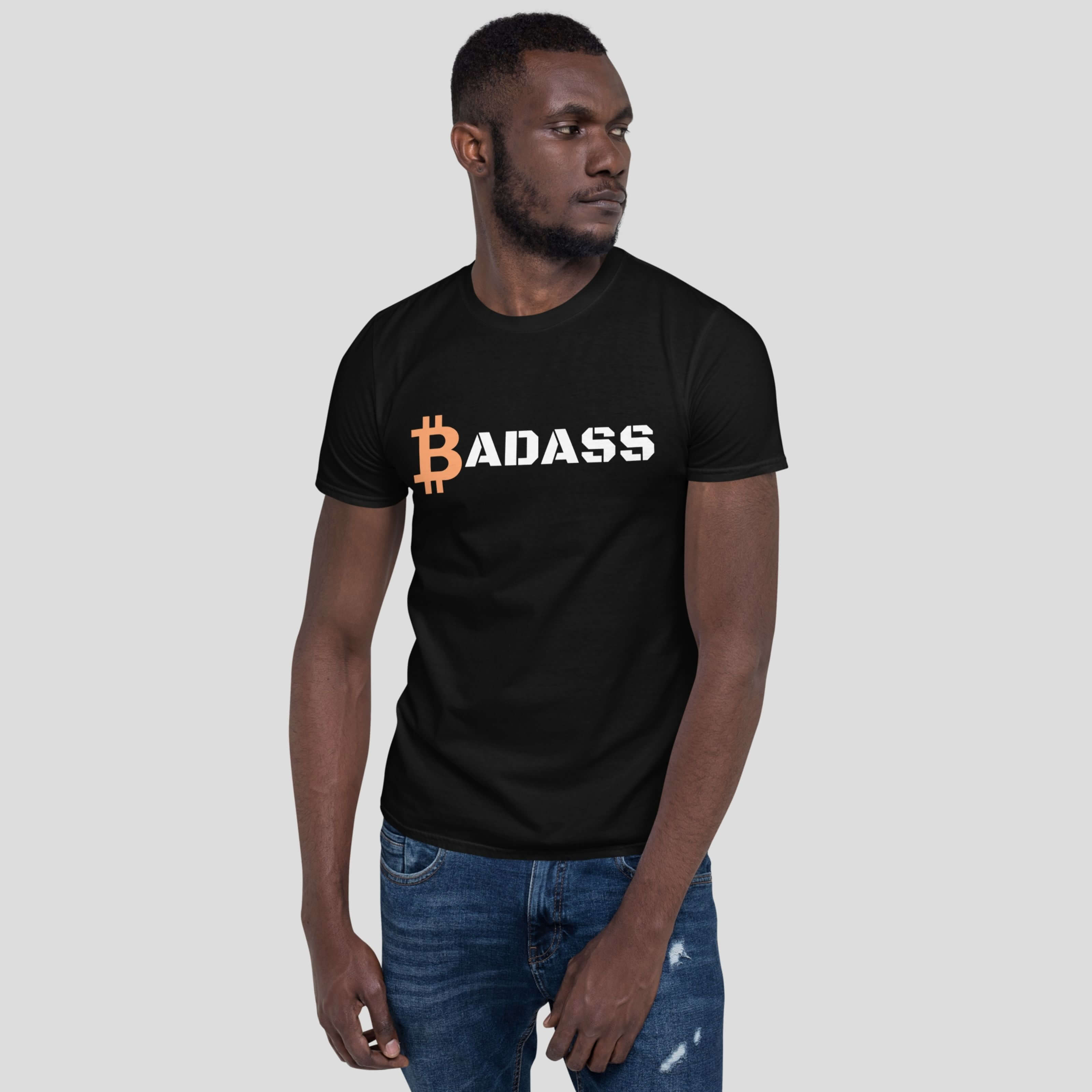 Black bitcoin slogan tshirt bold crypto apparel