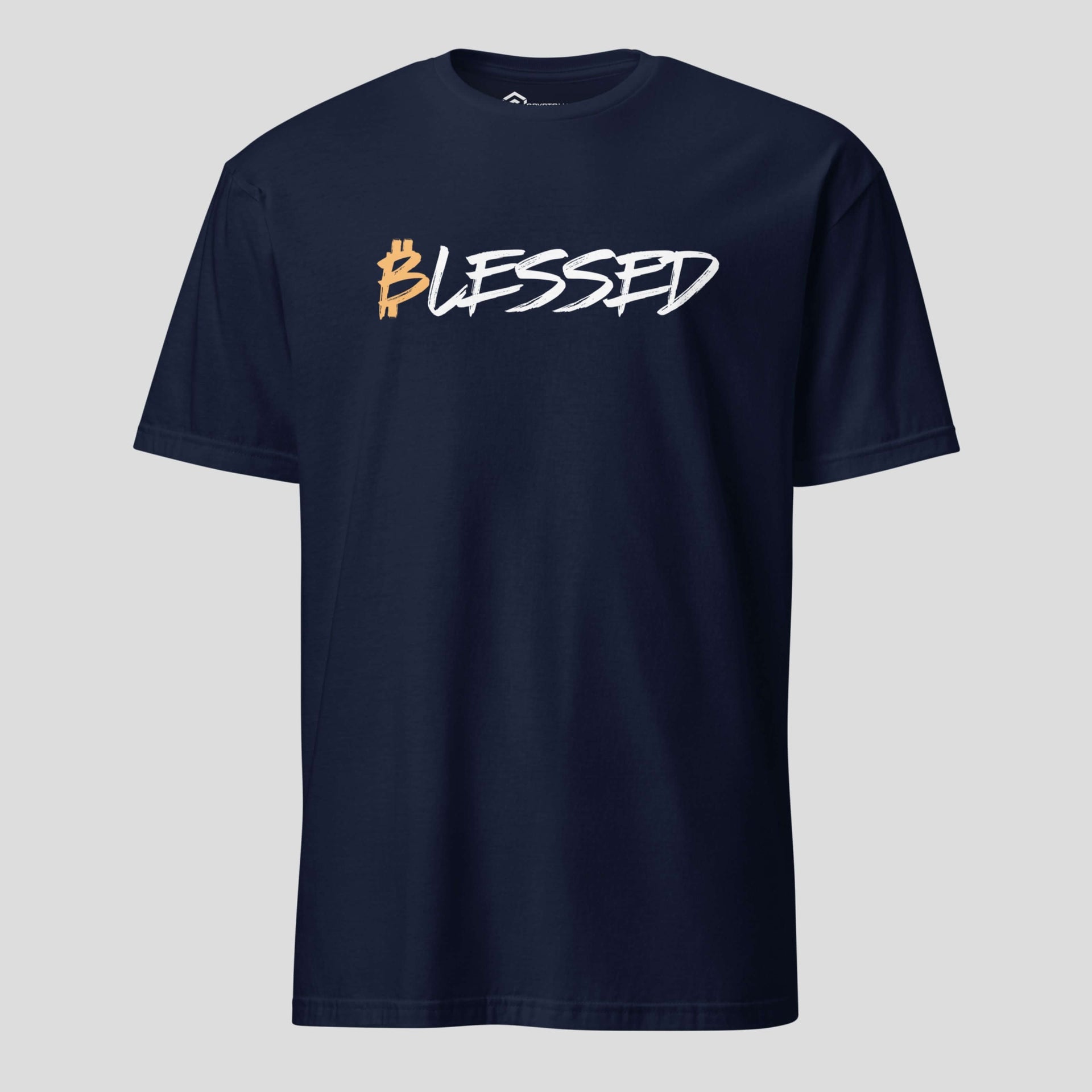 Blessed crypto t shirt navy blue streetwear web3 graphic tee