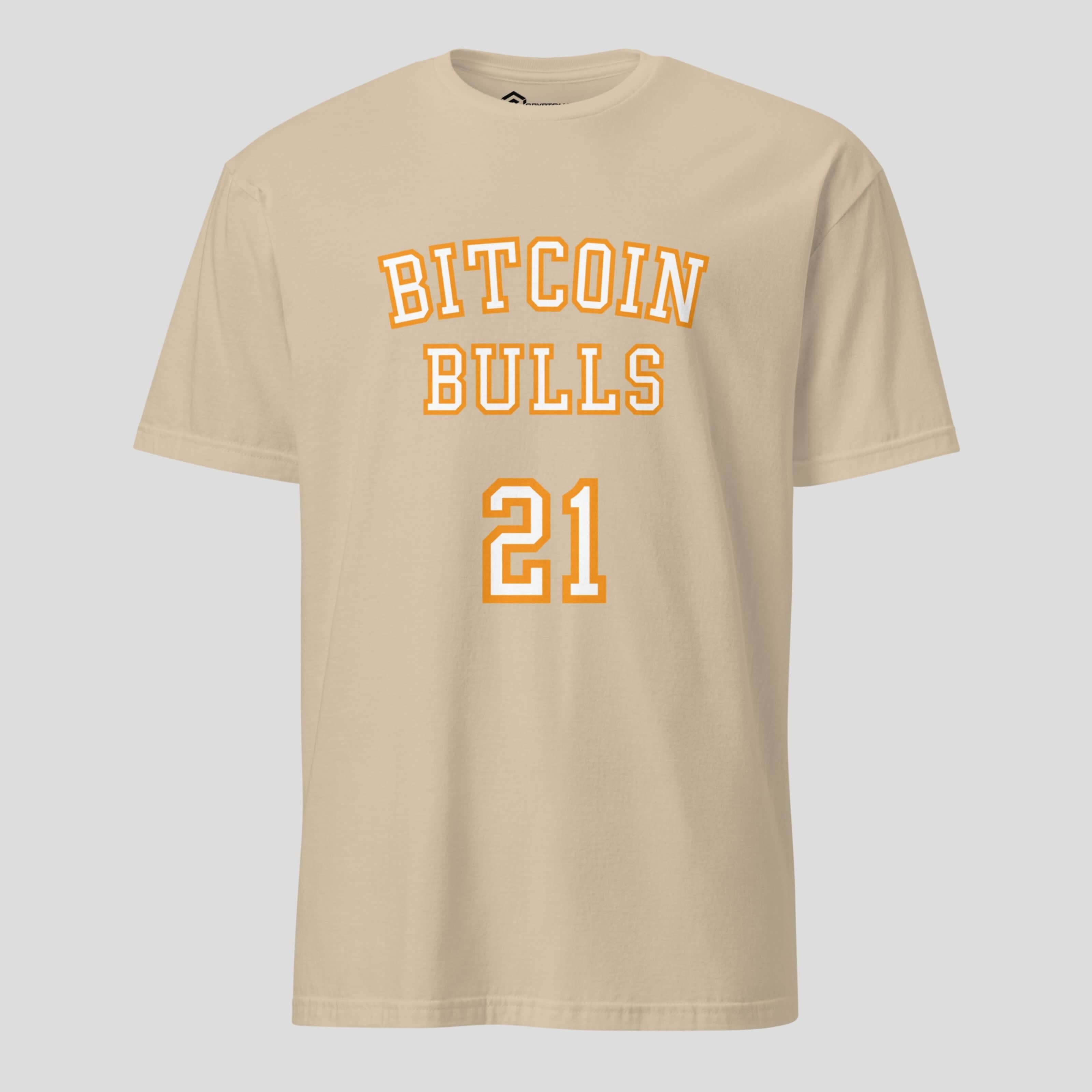 Bitcoin Bulls varsity style t-shirt inspired by 21 million BTC supply