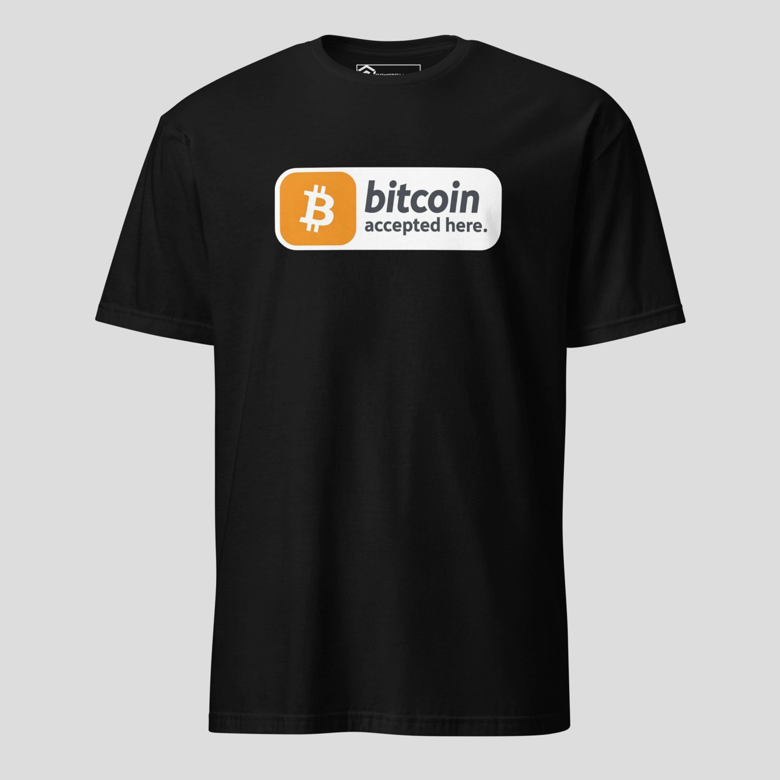 Bitcoin code badge t-shirt black minimal crypto design