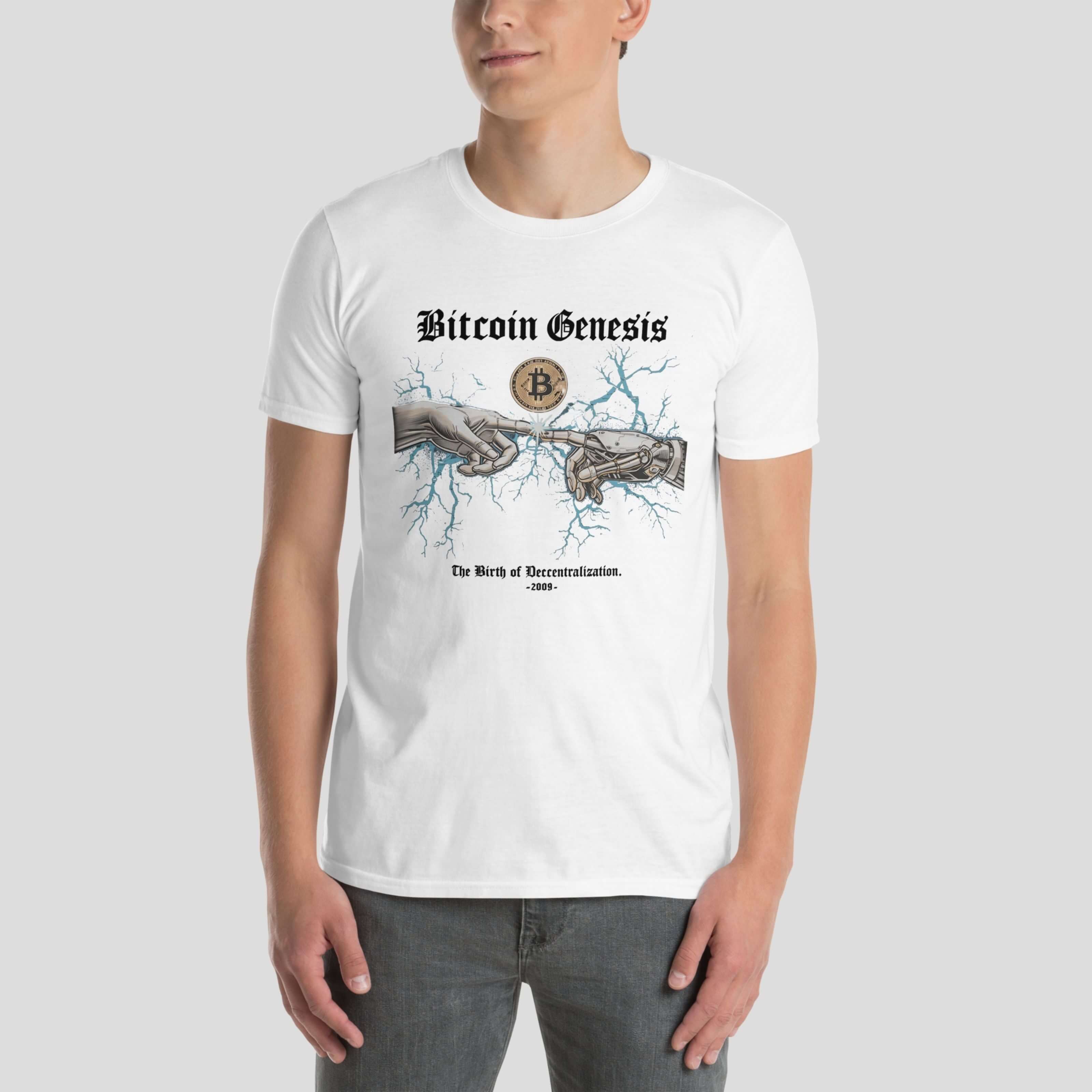 Bitcoin genesis illustration shirt blockchain art