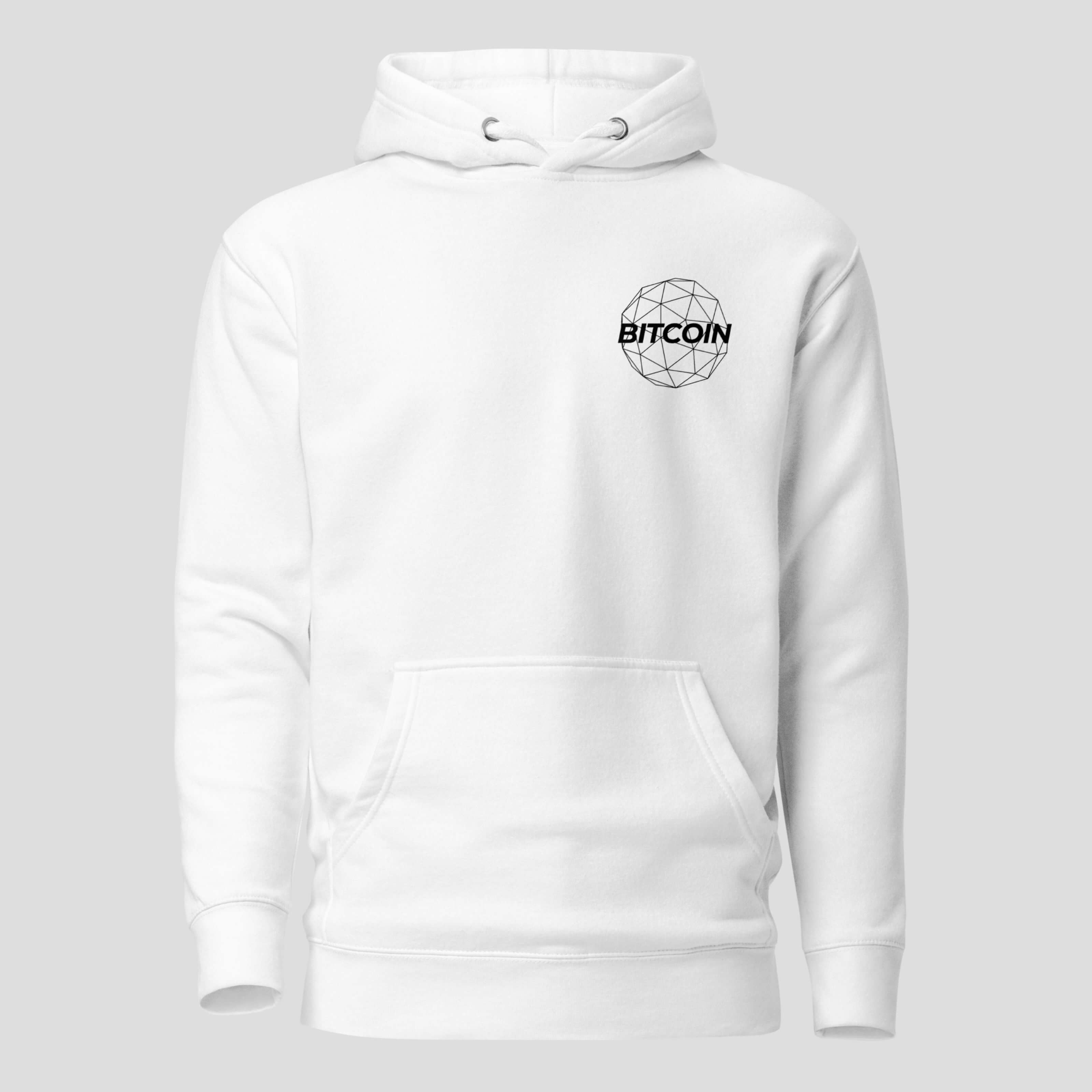 Bitcoin geometric logo minimalist chest print crypto hoodie streetwear
