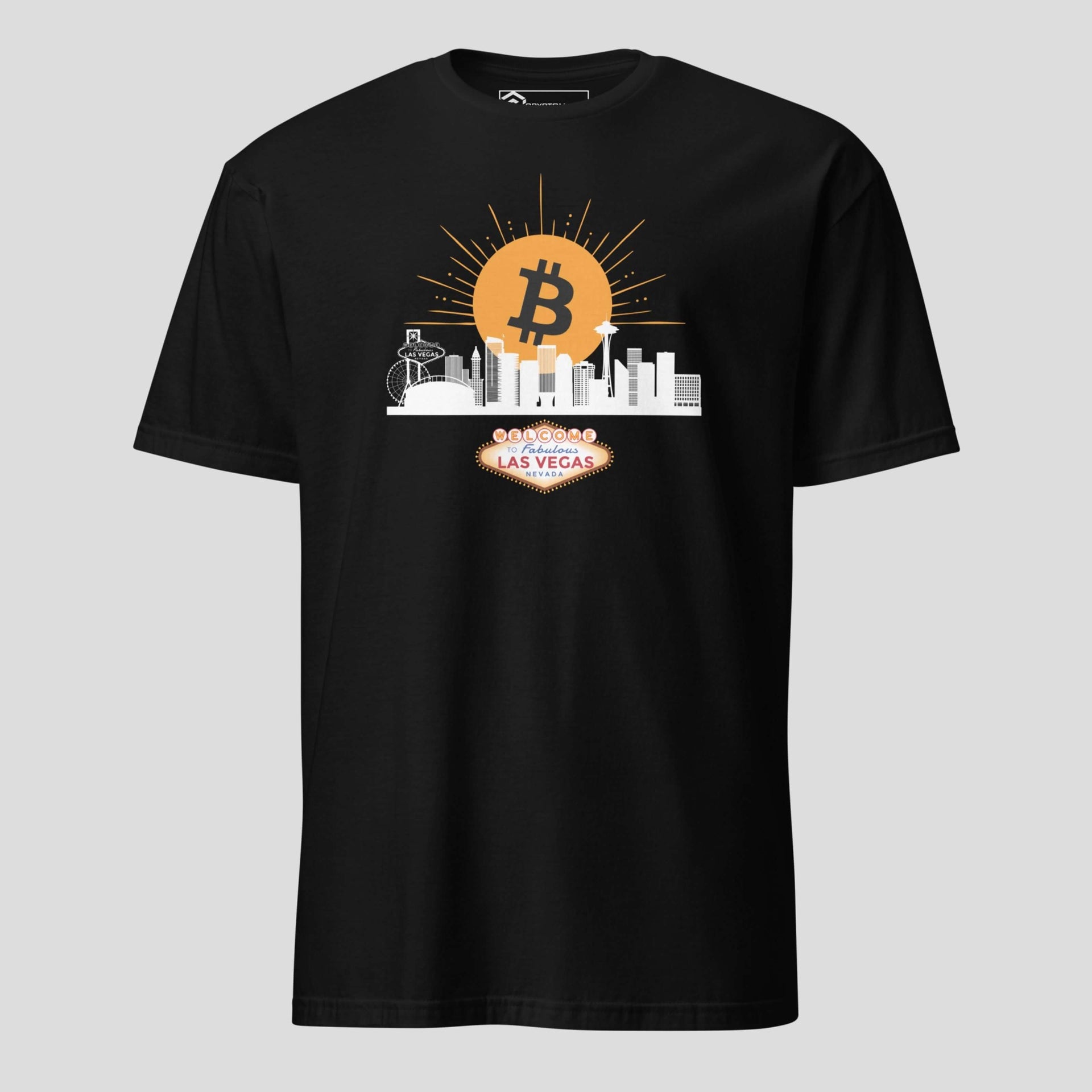 Bitcoin las vegas skyline crypto t-shirt black graphic streetwear