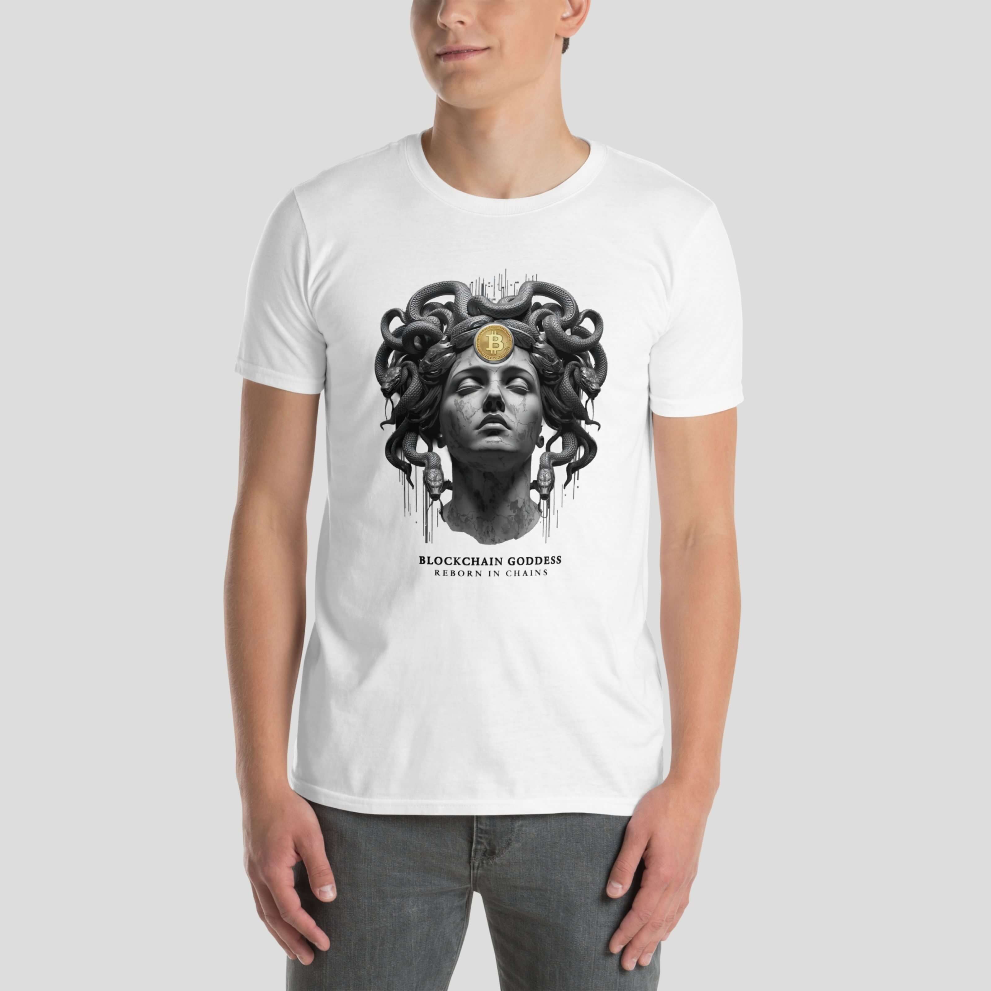 bitcoin mythology streetwear tshirt model