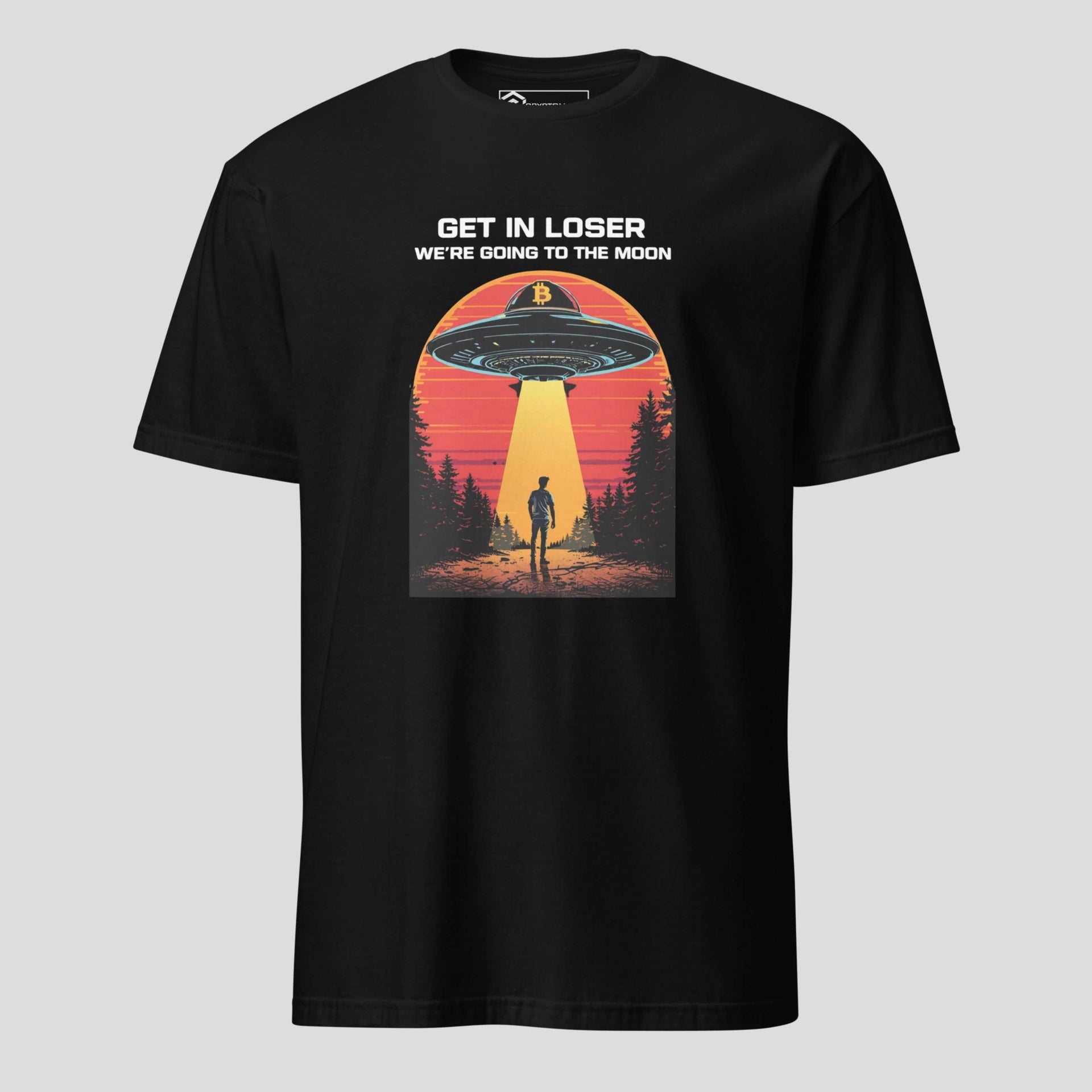 Bitcoin moon ufo t-shirt black crypto meme design