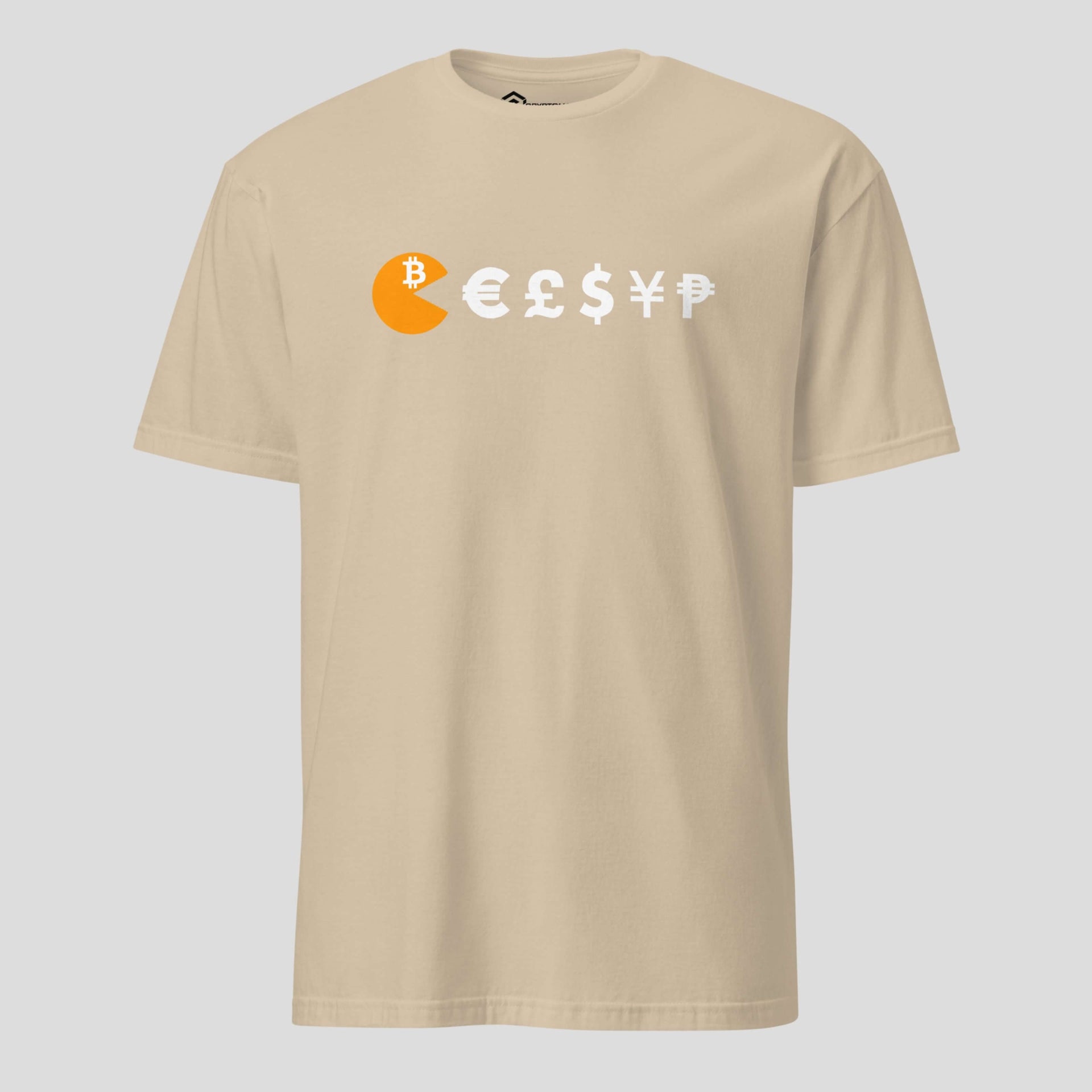 Bitcoin pacman bitcoin inspired t-shirt beige minimal crypto culture