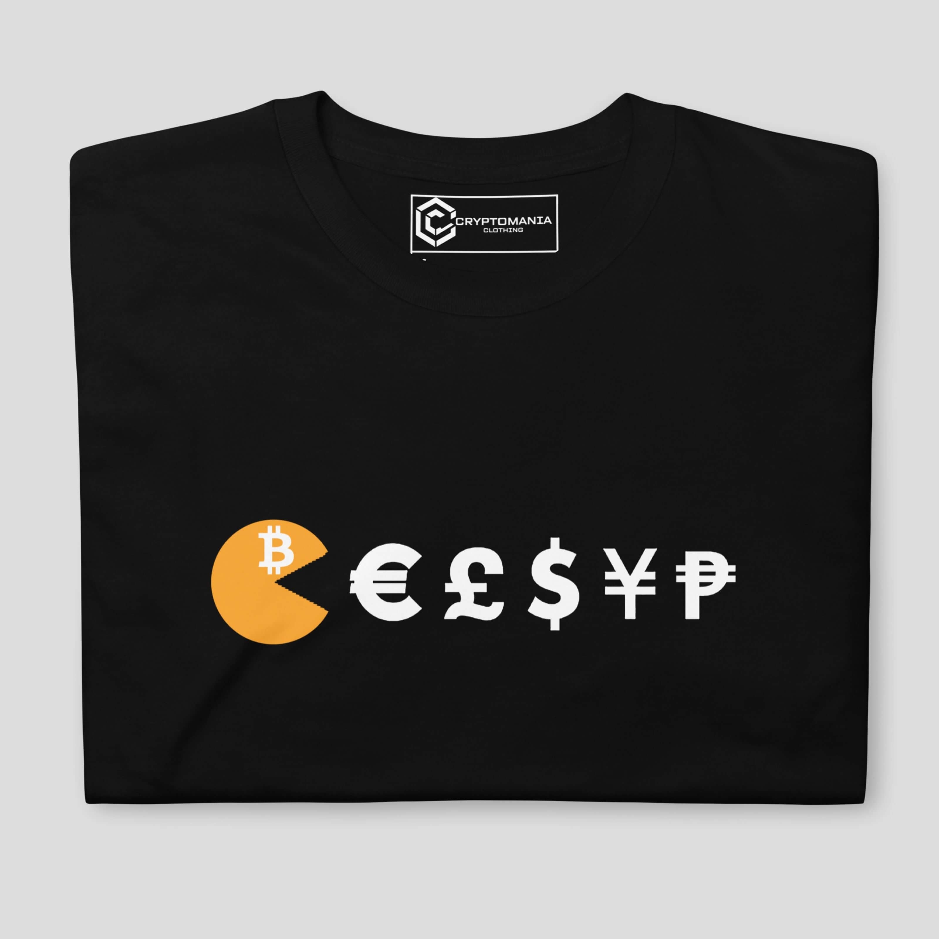 Bitcoin crypto t-shirt label minimalist digital currency design
