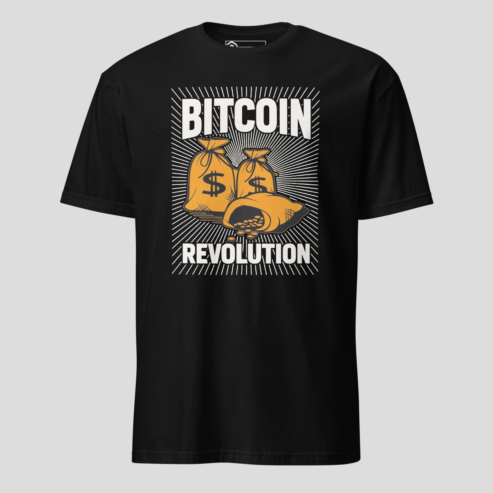 black bitcoin revolution t-shirt front view