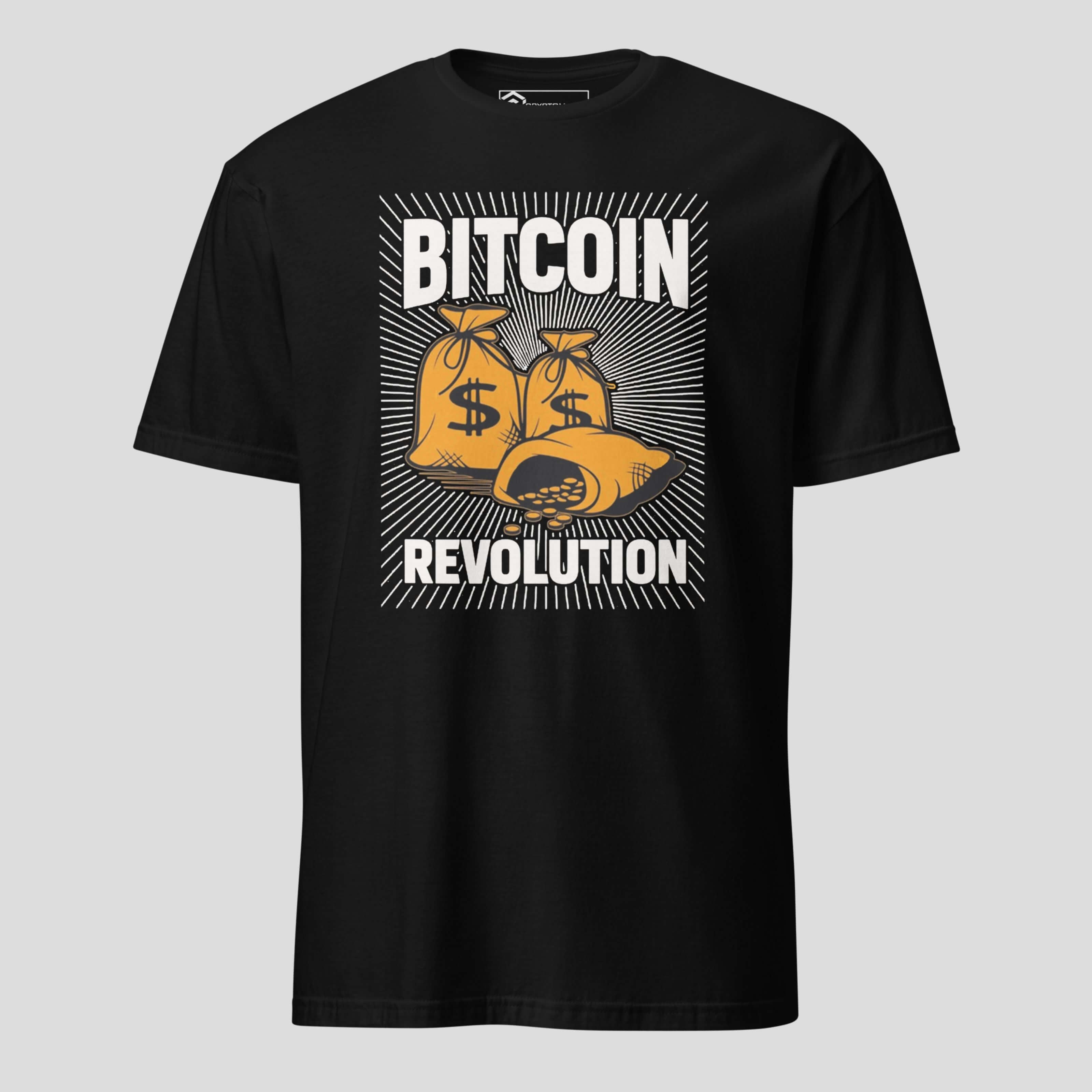 black bitcoin revolution t-shirt front view