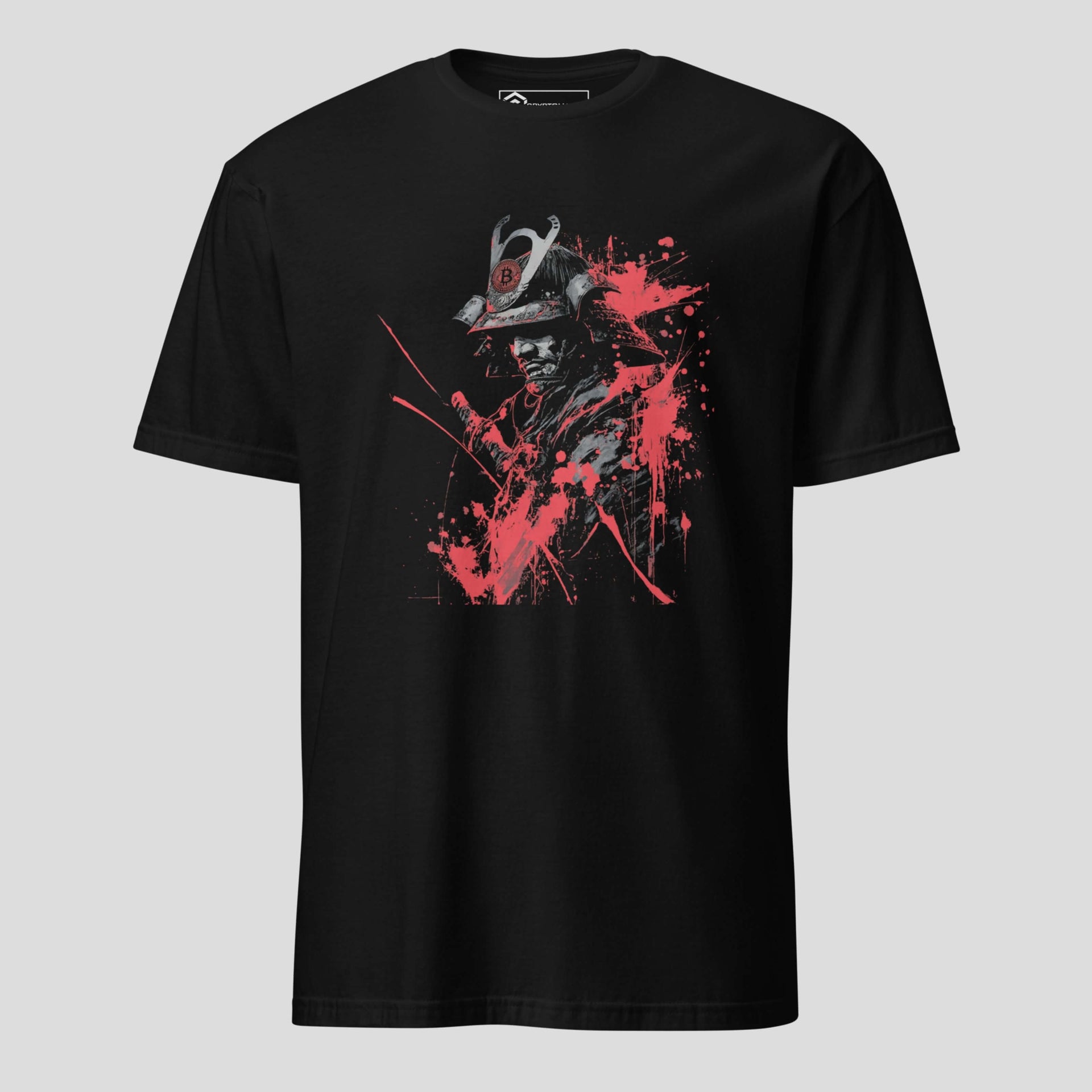 Bitcoin samurai inspired t-shirt with Japanese crypto streetwear artwork