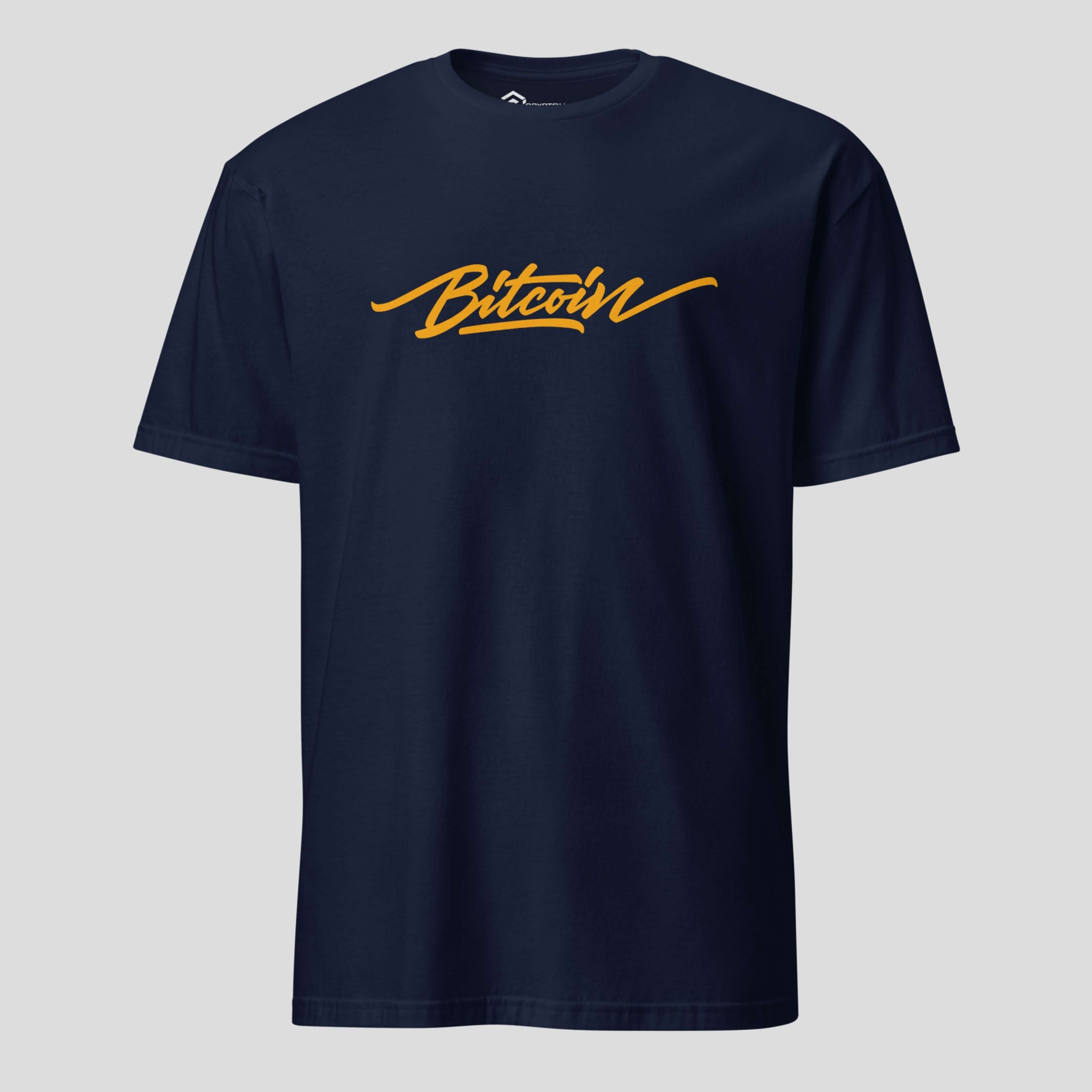 Clean bitcoin script design t-shirt for crypto investors and streetwear fans