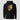 Spartan HODL Charge Hoodie in black, flat front view: dynamic comic warrior in red, bronze and gold