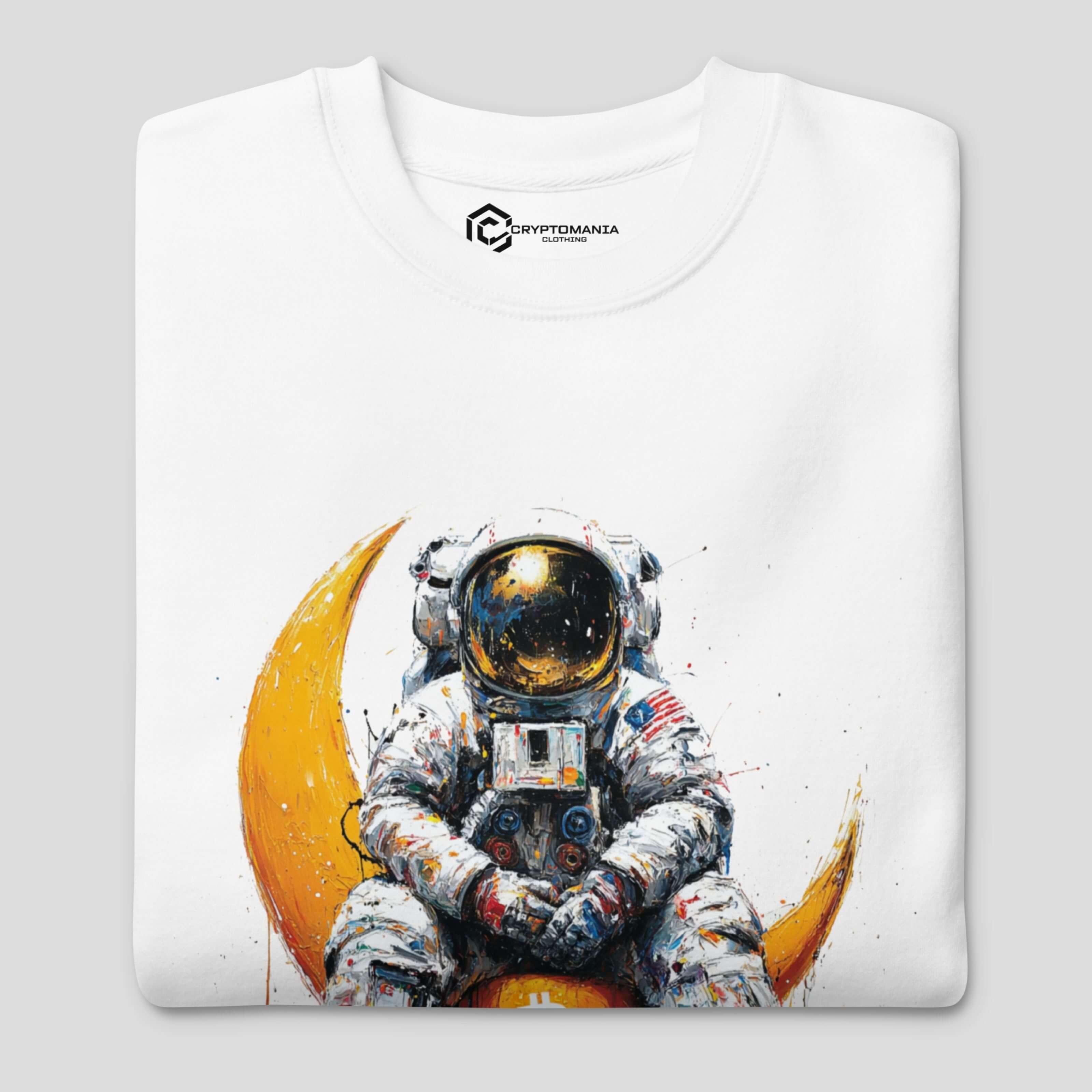 Crypto astronaut Bitcoin symbol premium crewneck sweatshirt