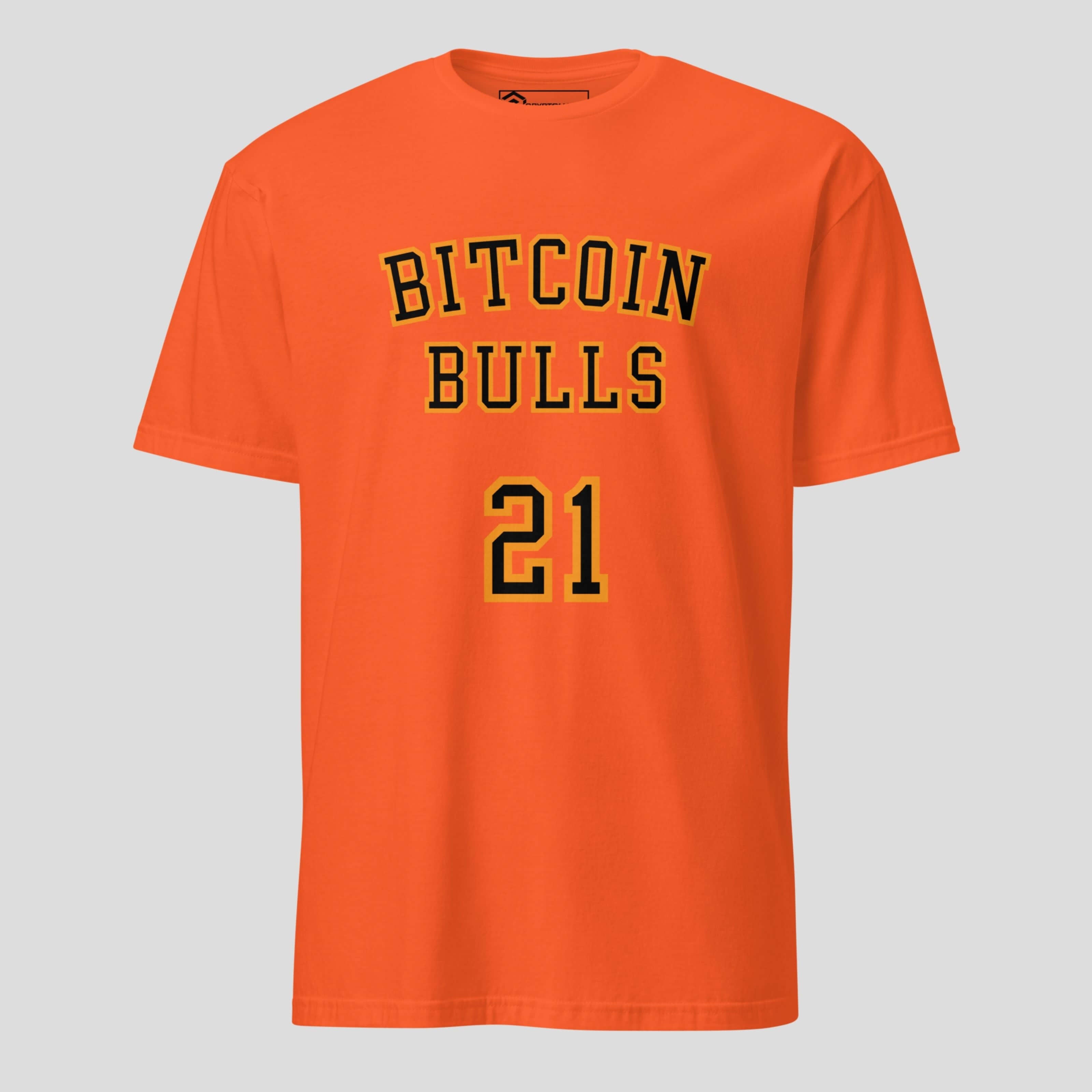Bitcoin Bulls 21 orange t-shirt for bitcoin investors