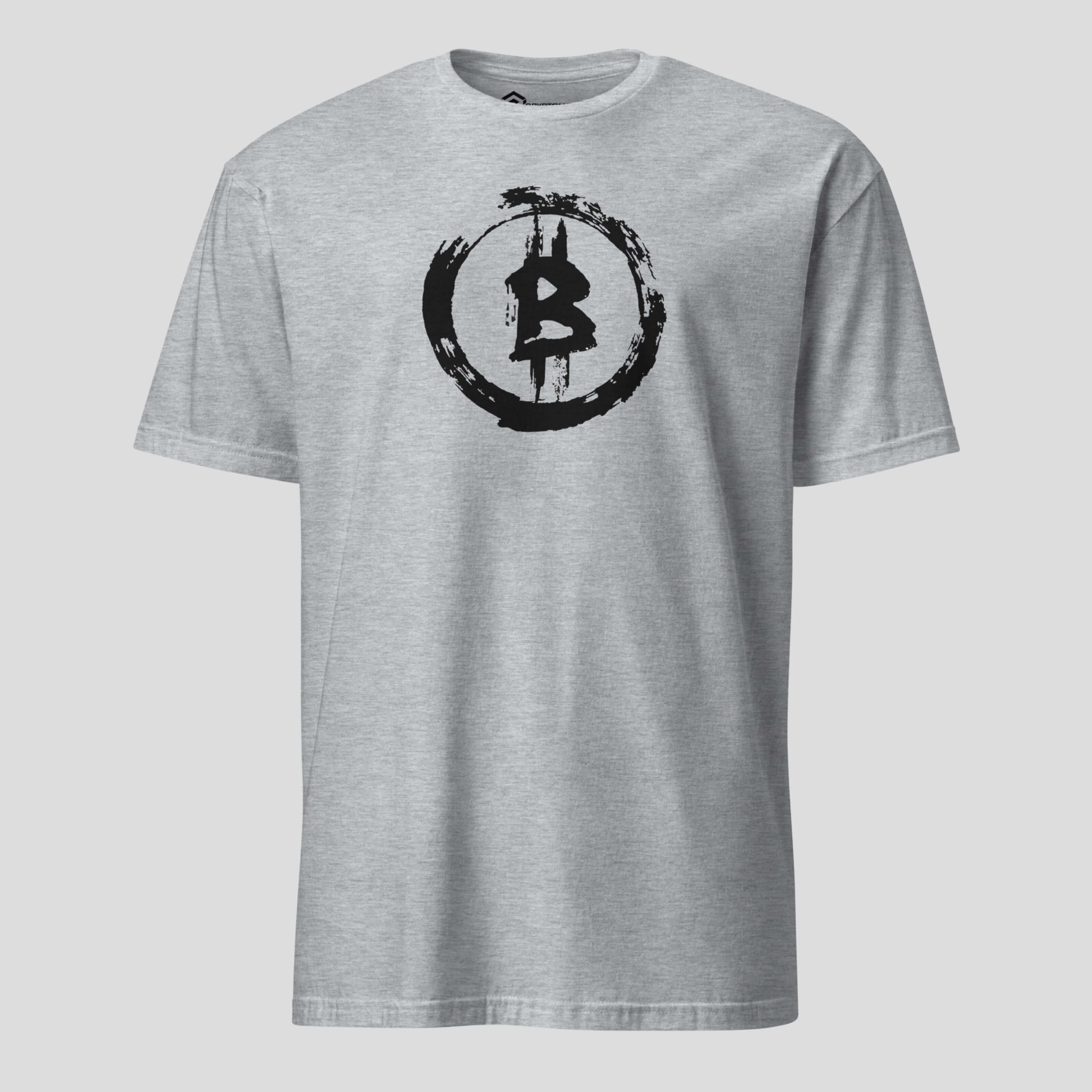 BTC symbol graphic sports grey t-shirt clean crypto apparel