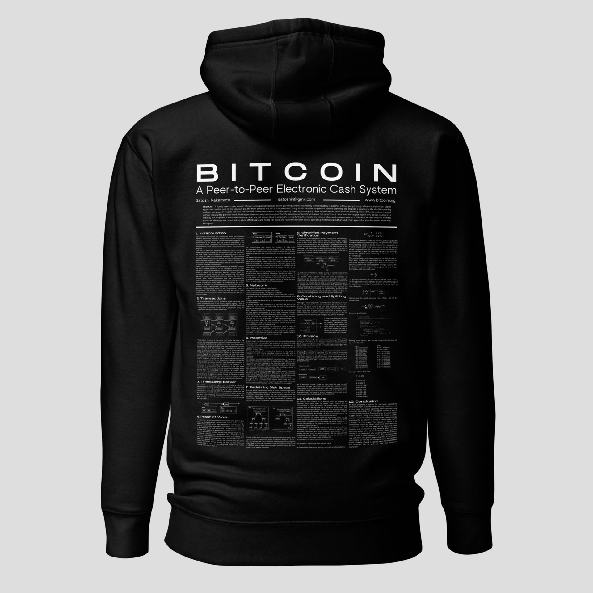Black bitcoin whitepaper hoodie white papers matter back design