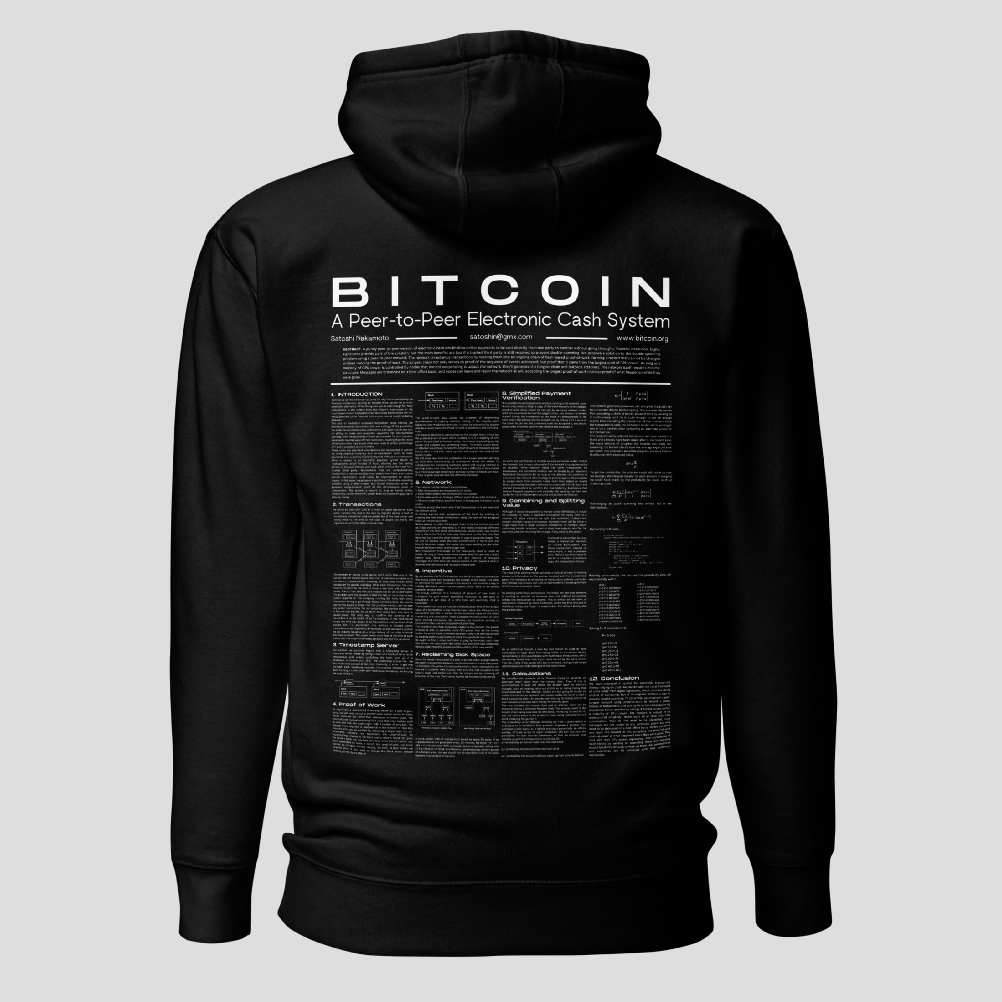 Black bitcoin whitepaper hoodie white papers matter back design