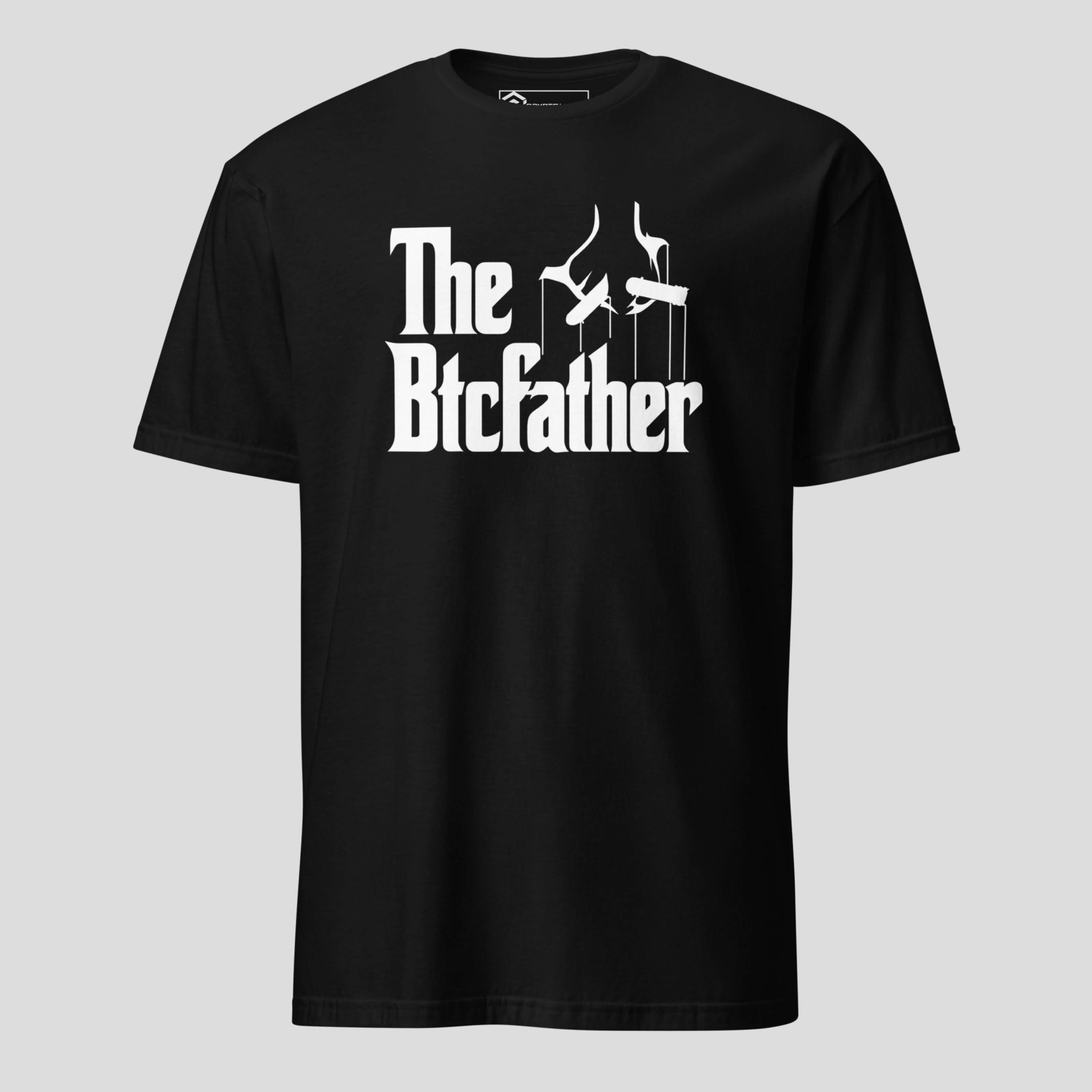 Black BtcFather crypto t-shirt inspired by Bitcoin culture