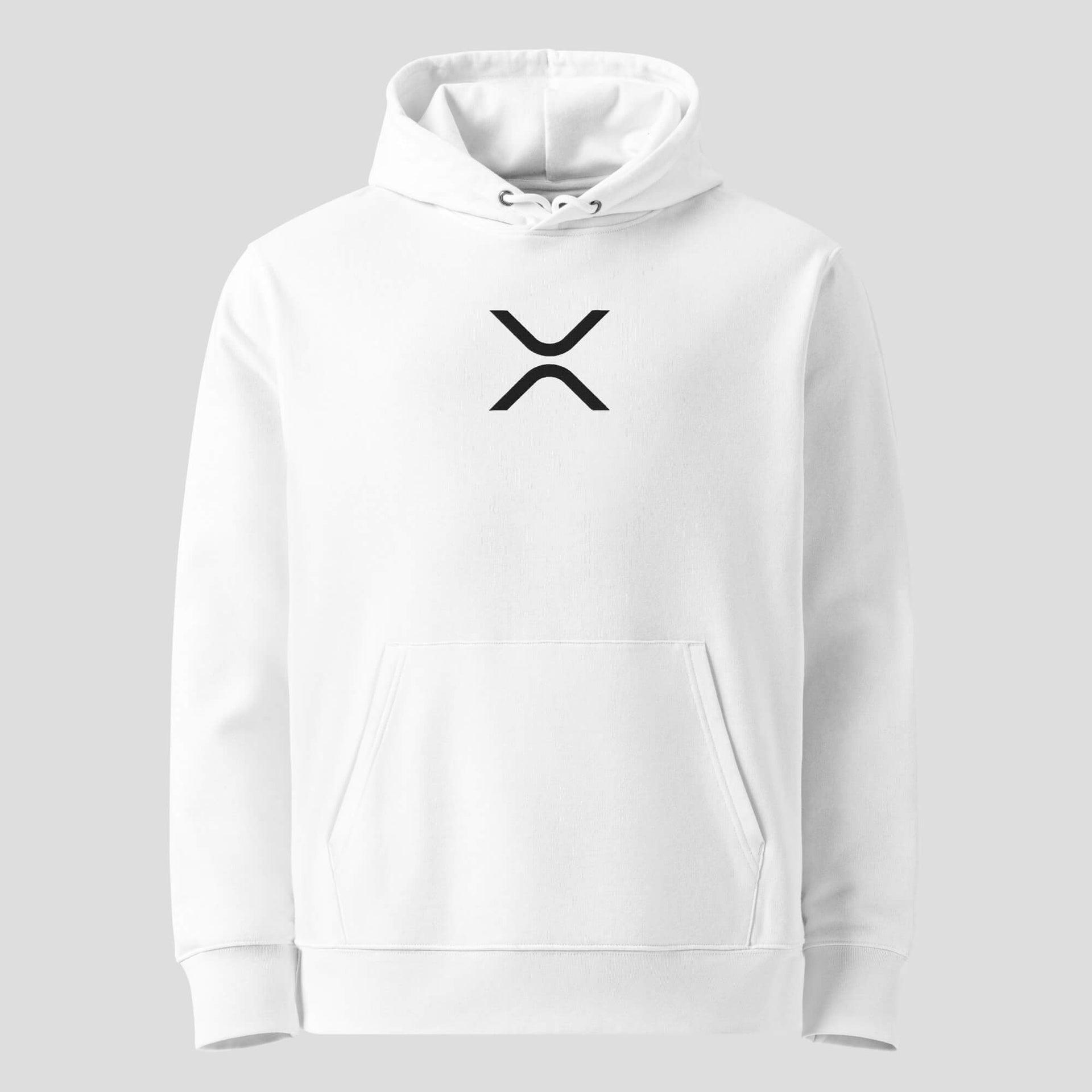 Clean White XRP Inspired Embroidered Hoodie - Premium Crypto Streetwear Heavyweight Hoodie featuring premium XRP-inspired hoodie styling for crypto culture, view 1