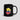 Colombia flag Bitcoin coffee mug in glossy black ceramic, front product shot showing the wrap-around design