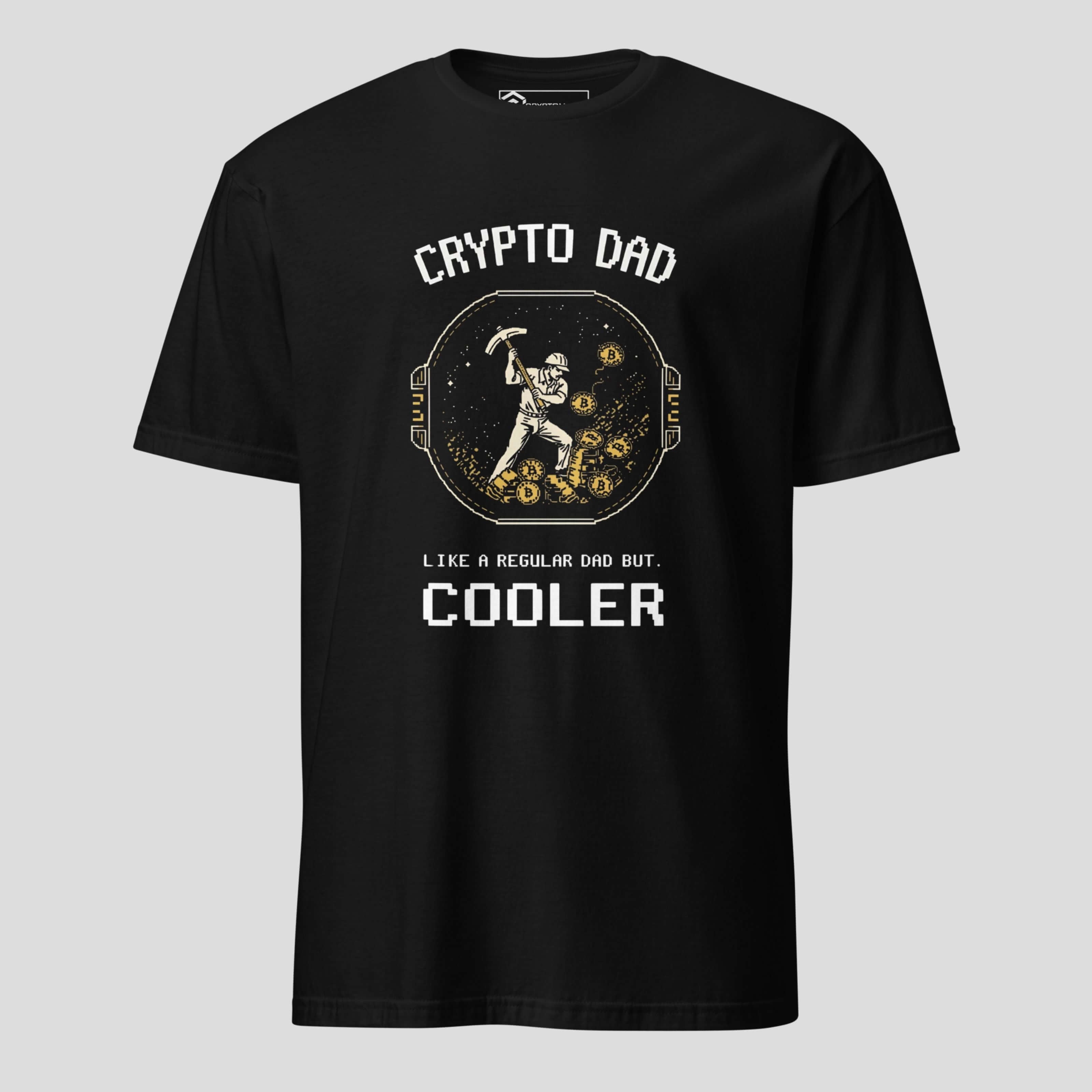 Crypto dad bitcoin mining t-shirt black front graphic