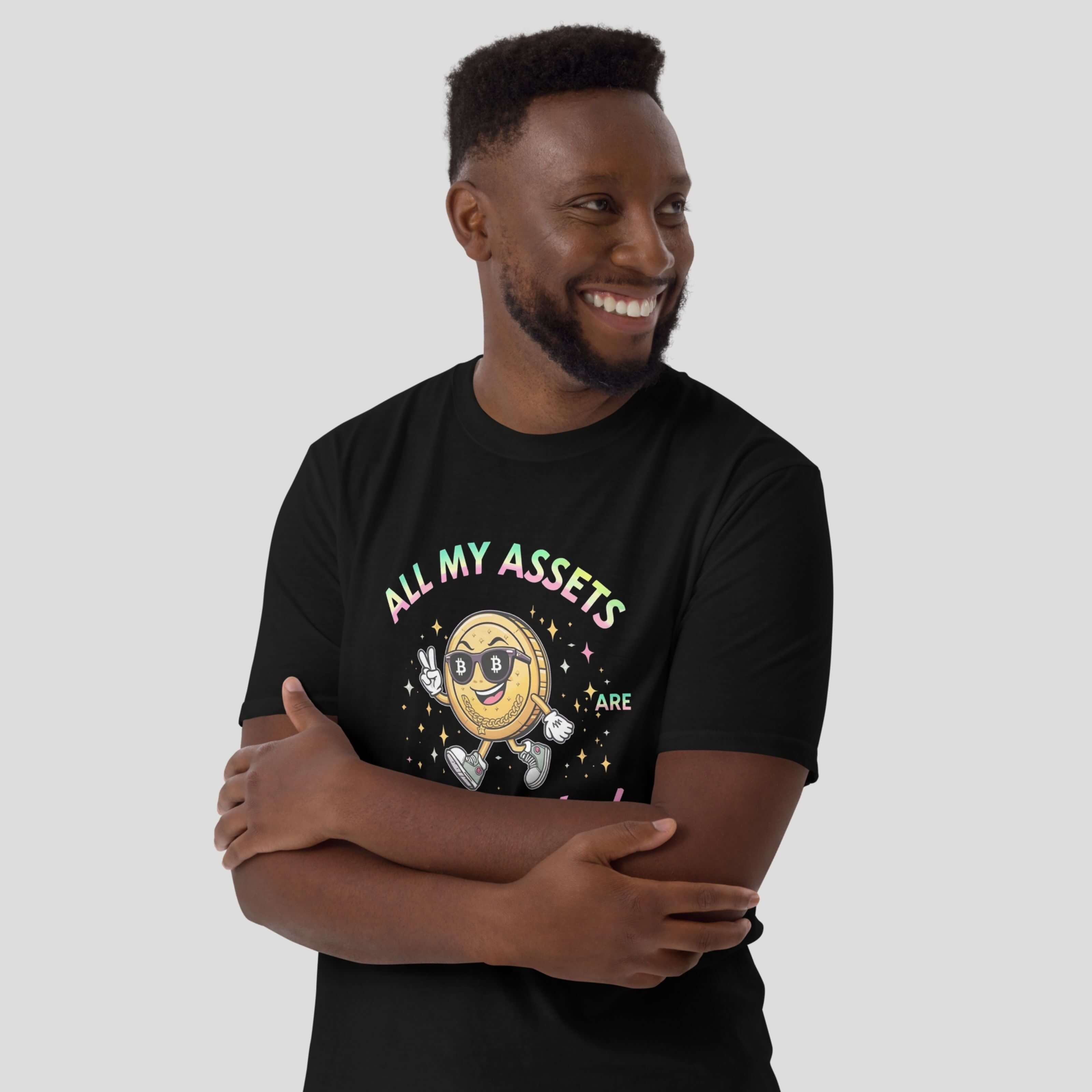 Black crypto security meme shirt with bitcoin graphic