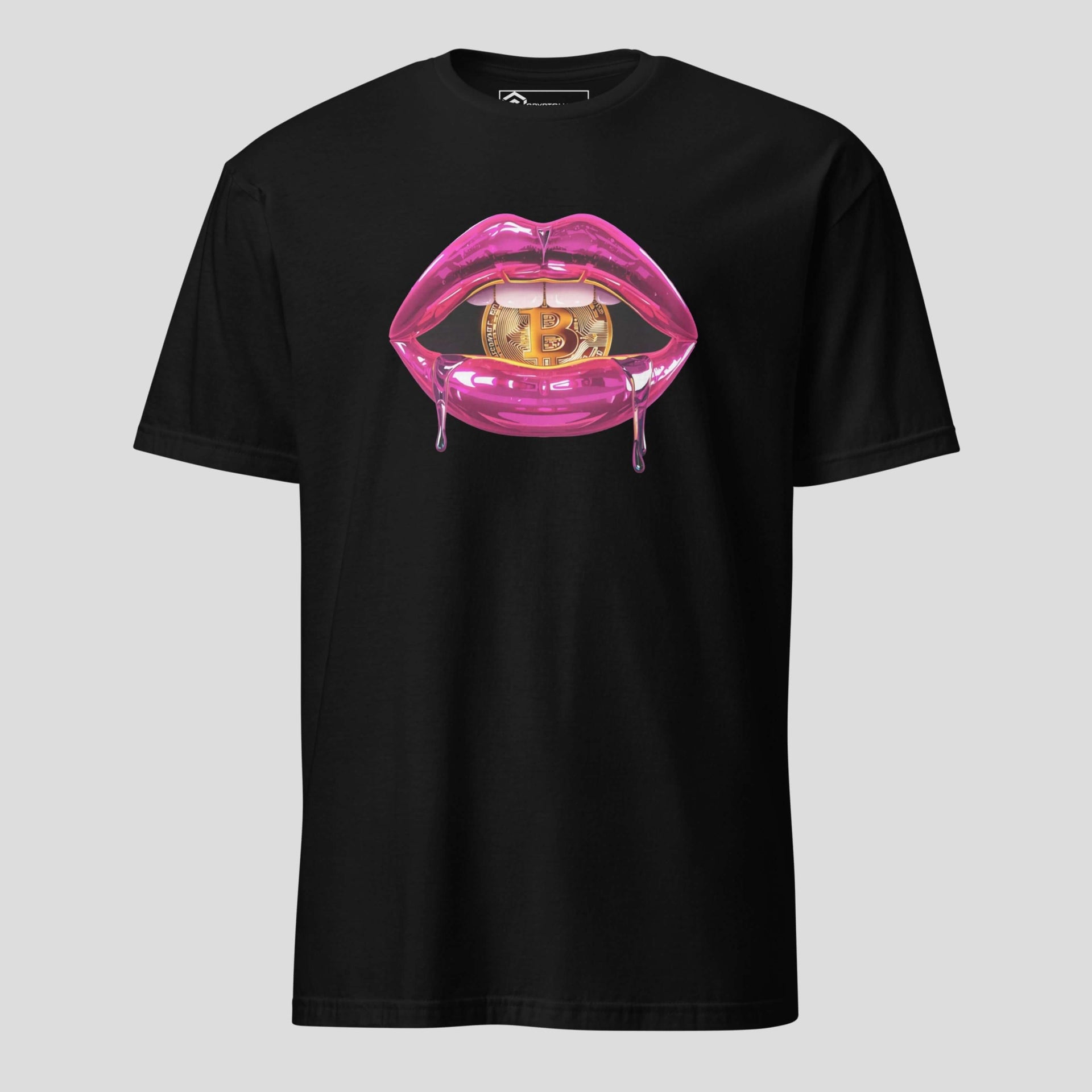 Crypto lips bitcoin graphic tshirt white streetwear bitcoin design