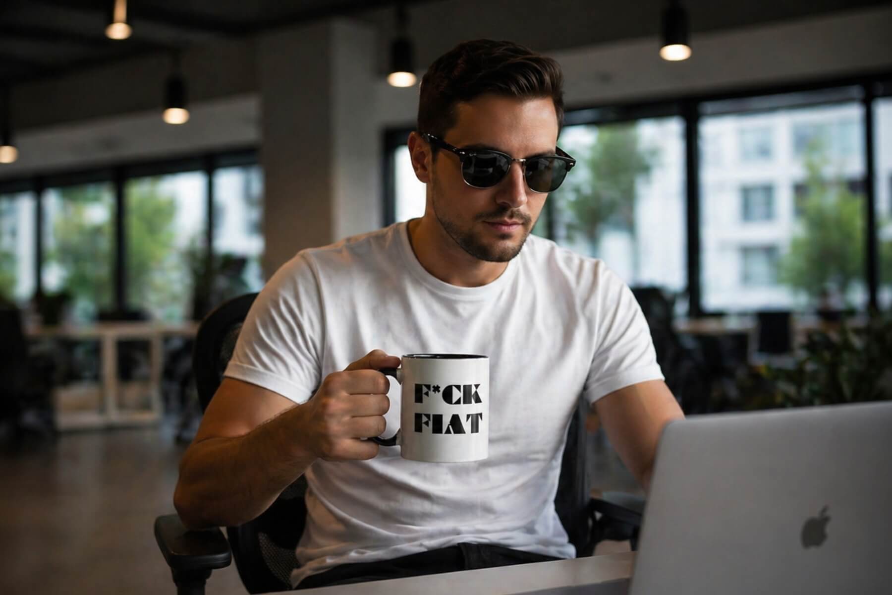 crypto mug for traders desk setup coffee bitcoin inspired lifestyle productivity workspace