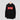 Rug Pulled Red Box Hoodie in black on a hanger, full front view