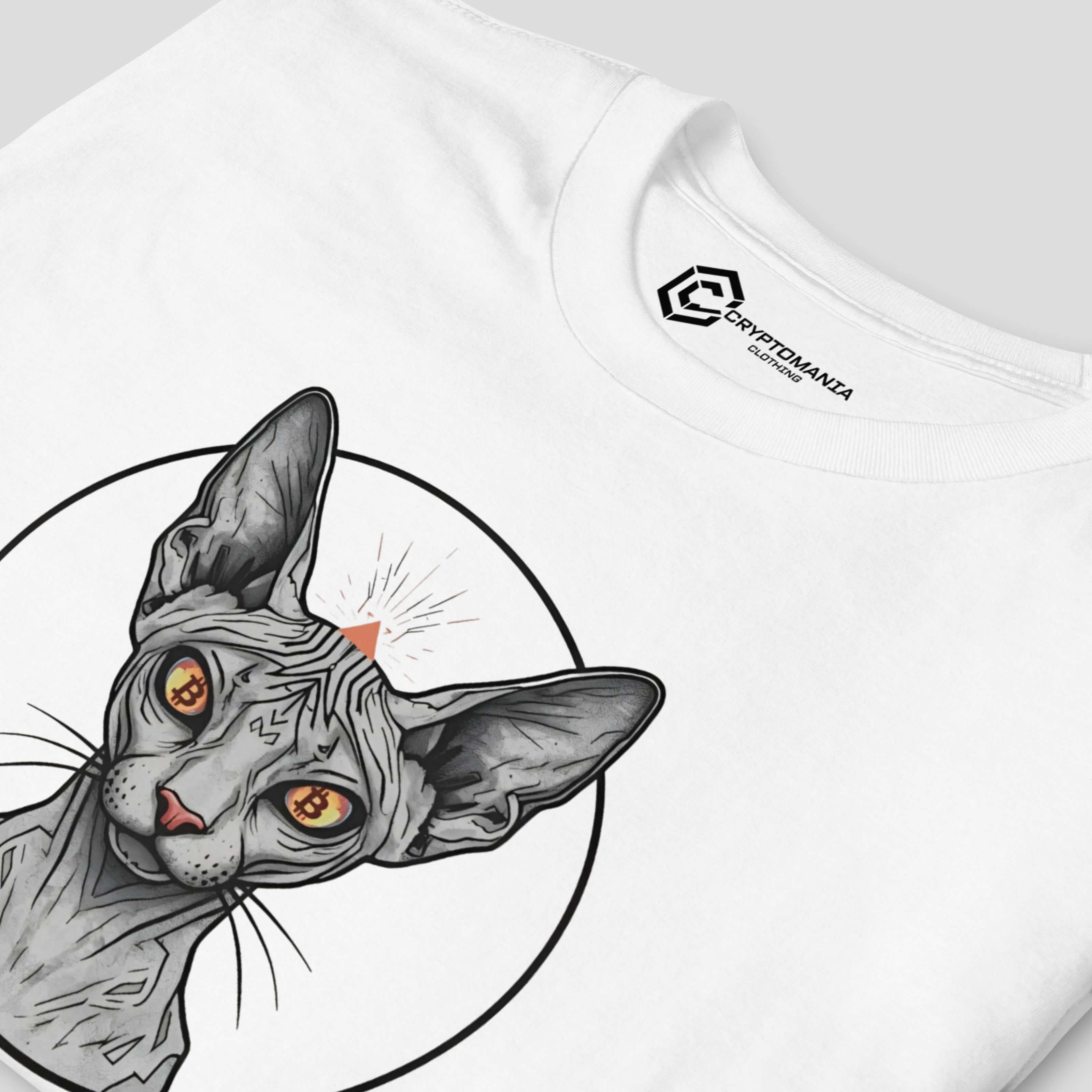 White Minimalist crypto streetwear t-shirt with sphinx artwork