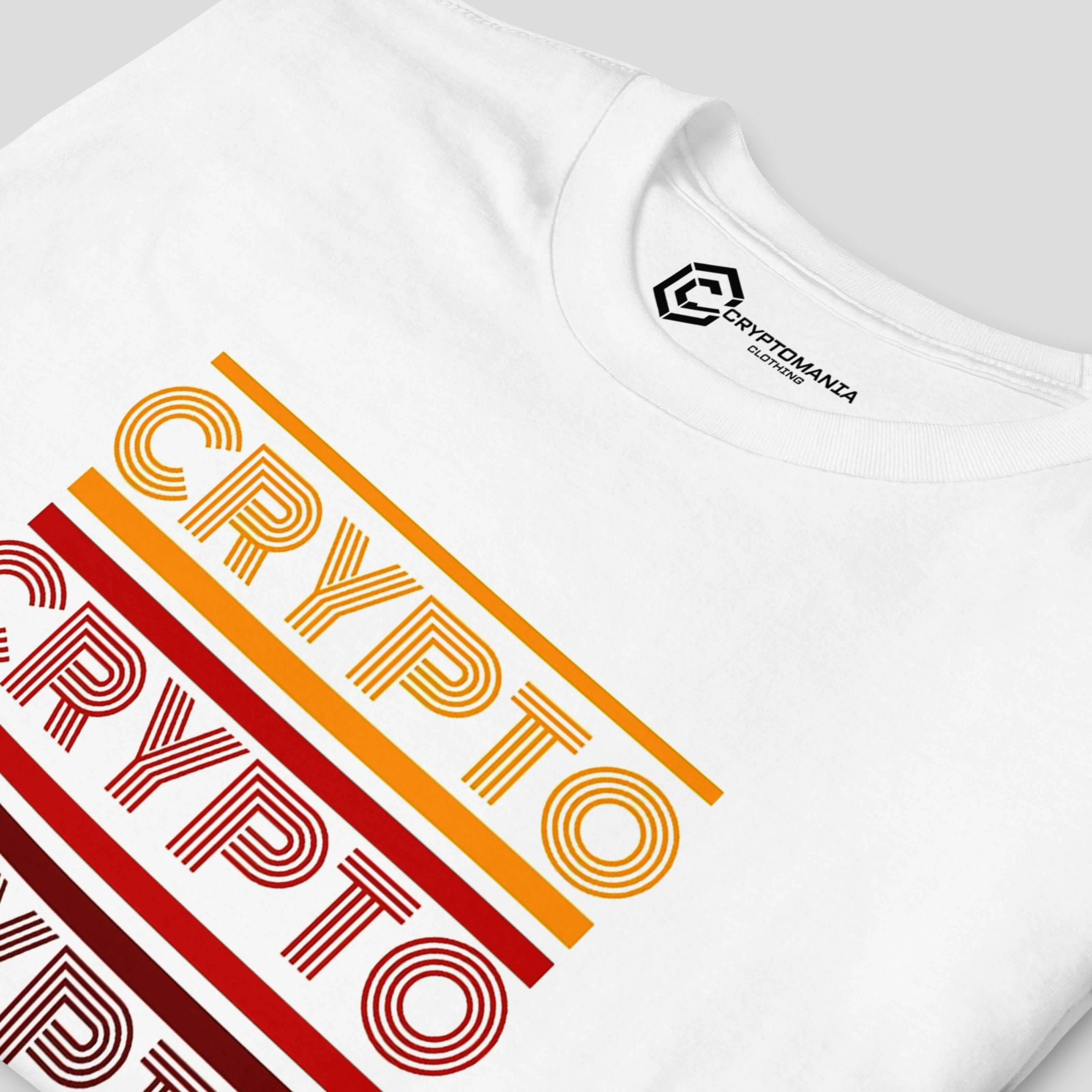 minimalist crypto statement white t-shirt with bold stacked lettering for web3 lifestyle