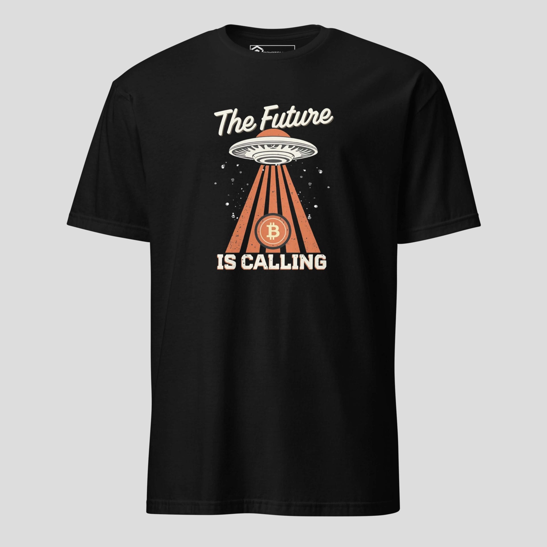 Black crypto UFO meme tshirt the future is calling design