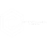 Cryptomania Clothing official black logo – 3D blockchain cube formed by two interlocking CC letters representing crypto fashion streetwear