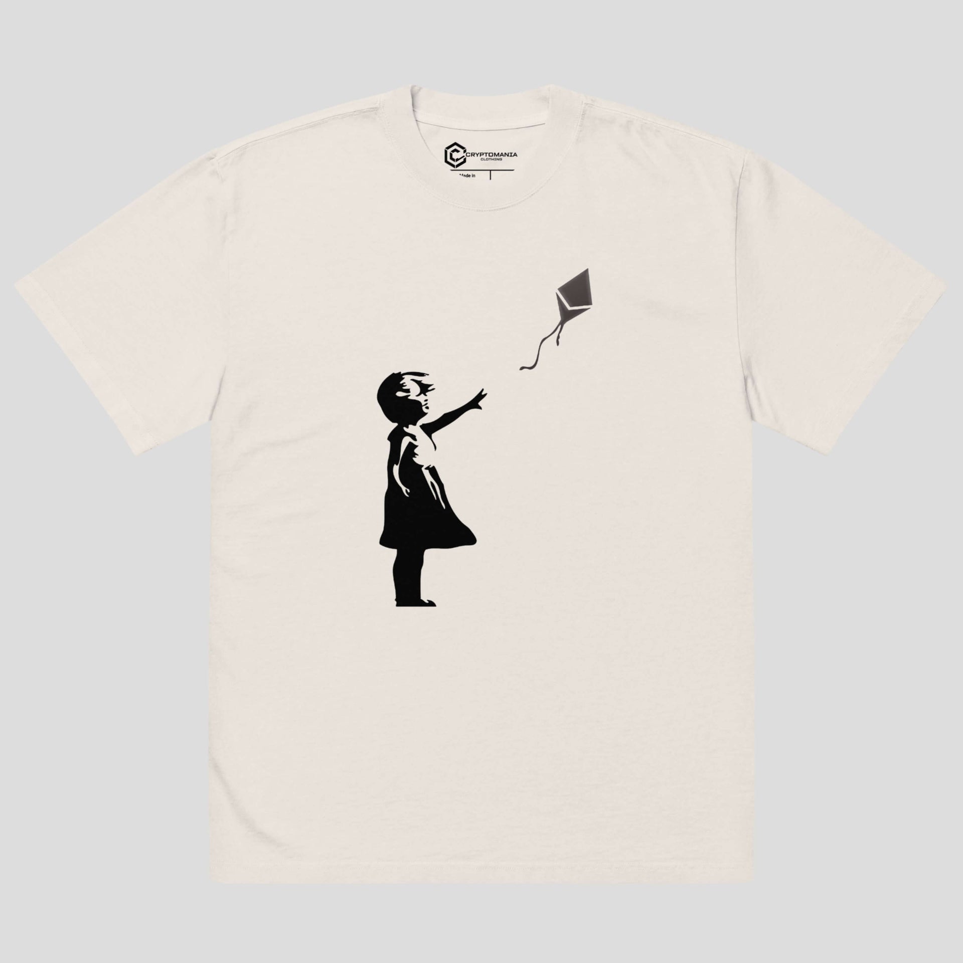 Ethereum inspired minimalist crypto t-shirt print on oversized cotton shirt