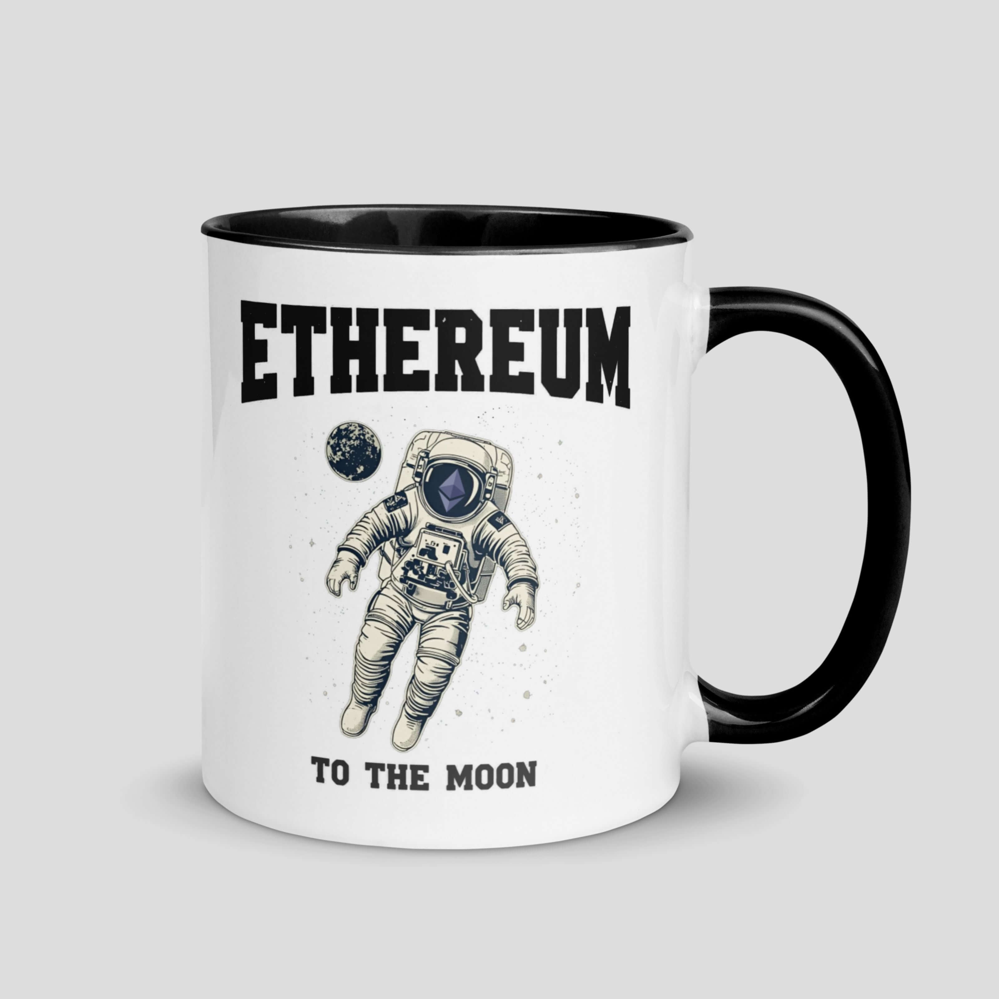Ethereum to the moon coffee mug with eth astronaut funny crypto design for holders