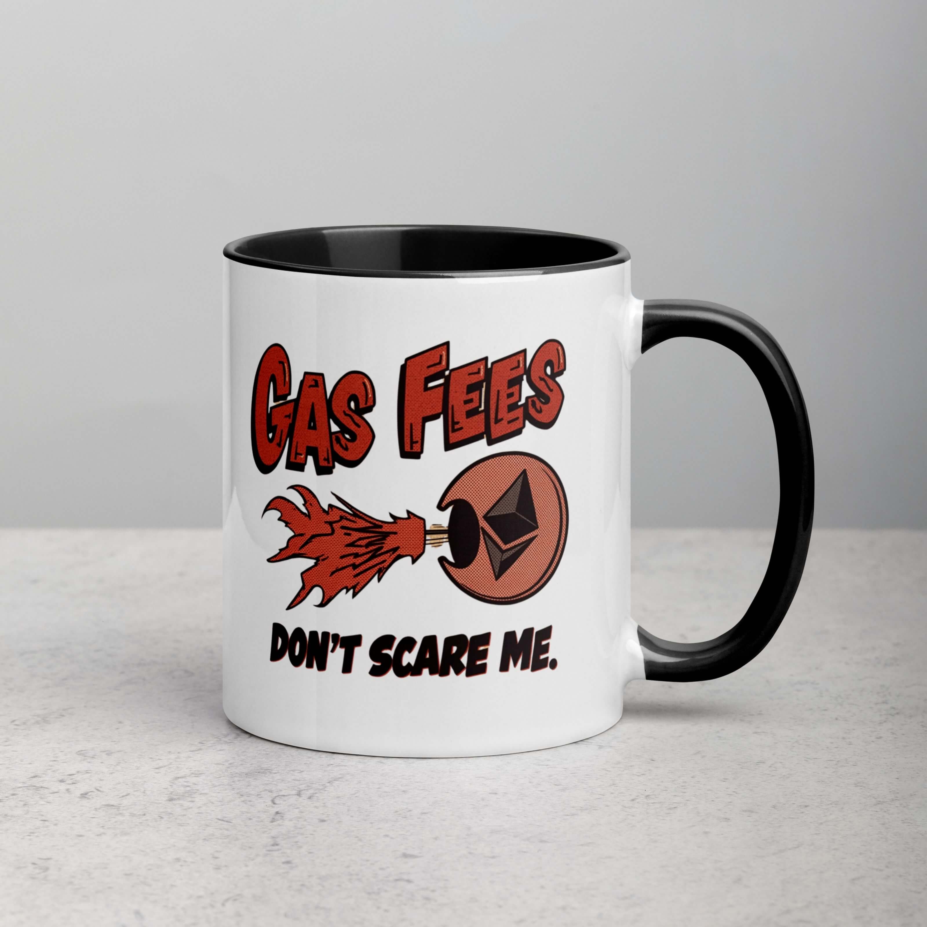 Ethereum meme mug gas fees design, crypto coffee cup gift for blockchain fans