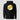 Hodling! Lightning Bolt Hoodie in black, flat front view: superhero-style bolt emblem in yellow and white