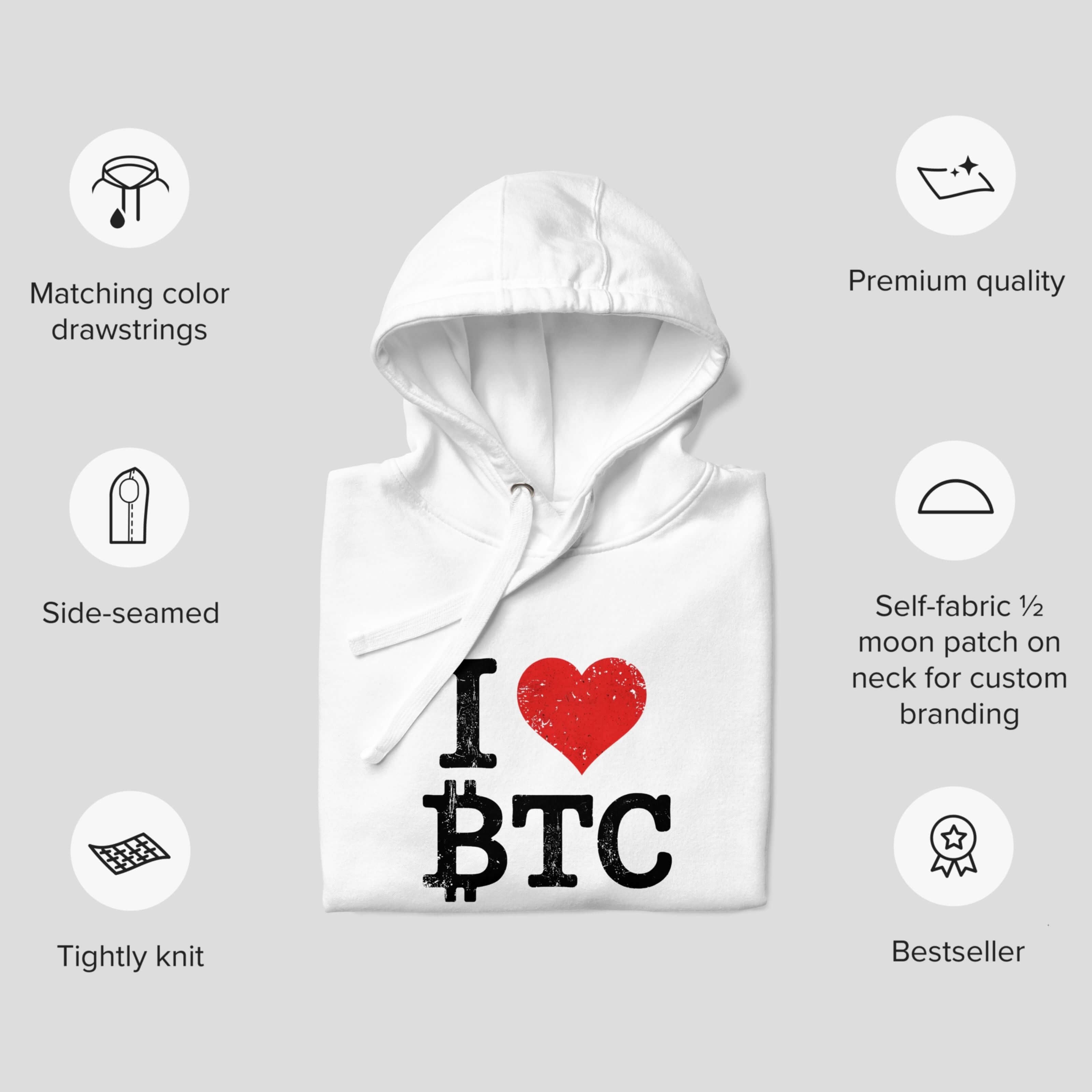Folded Bitcoin hoodie premium cotton heritage fabric