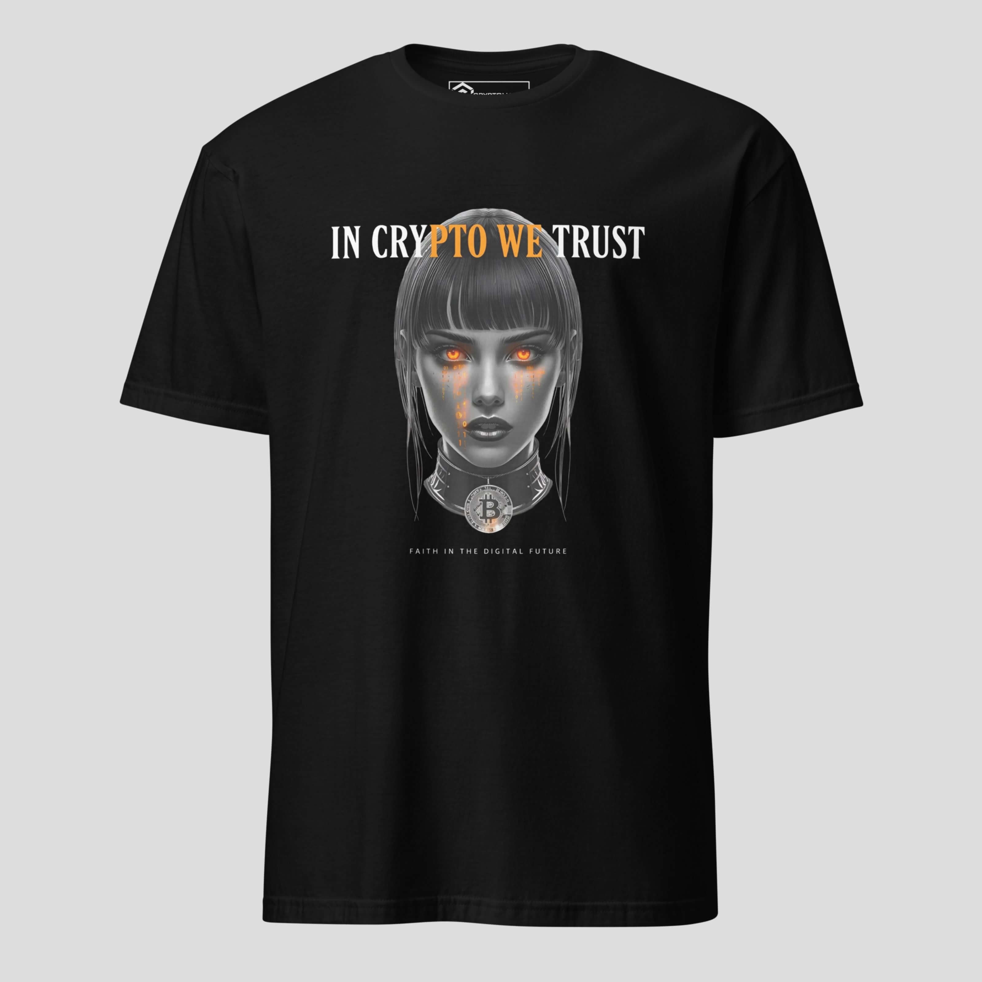 In Crypto We Trust bitcoin cyberpunk crypto streetwear t shirt black