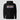 Just Hold No Cry Hoodie in black, flat front view: retro sunset stripes inside outlined lettering