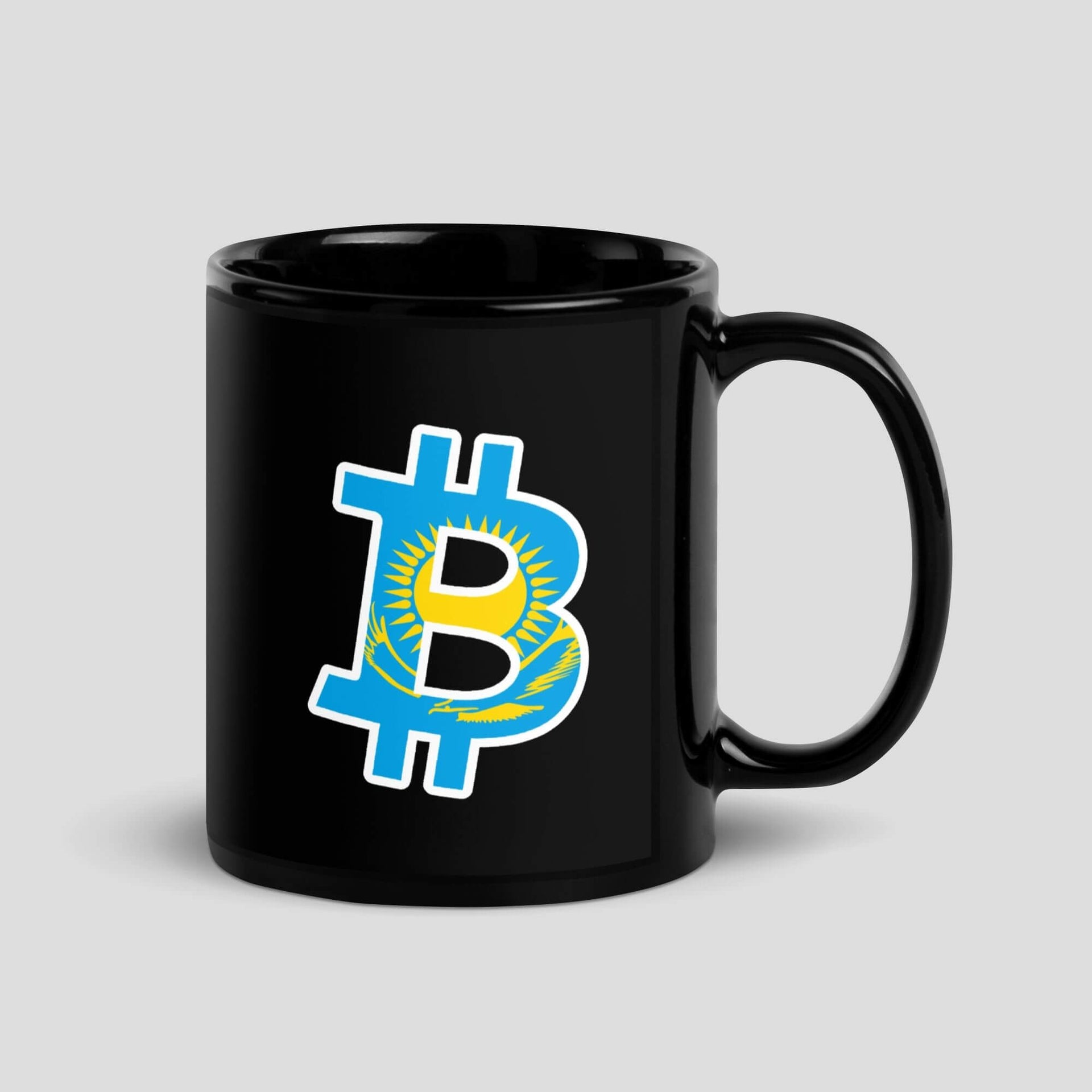 Kazakhstan Bitcoin Mug - Kazakh BTC Crypto Coffee Cup featuring premium Bitcoin-inspired mug styling for crypto culture, view 1