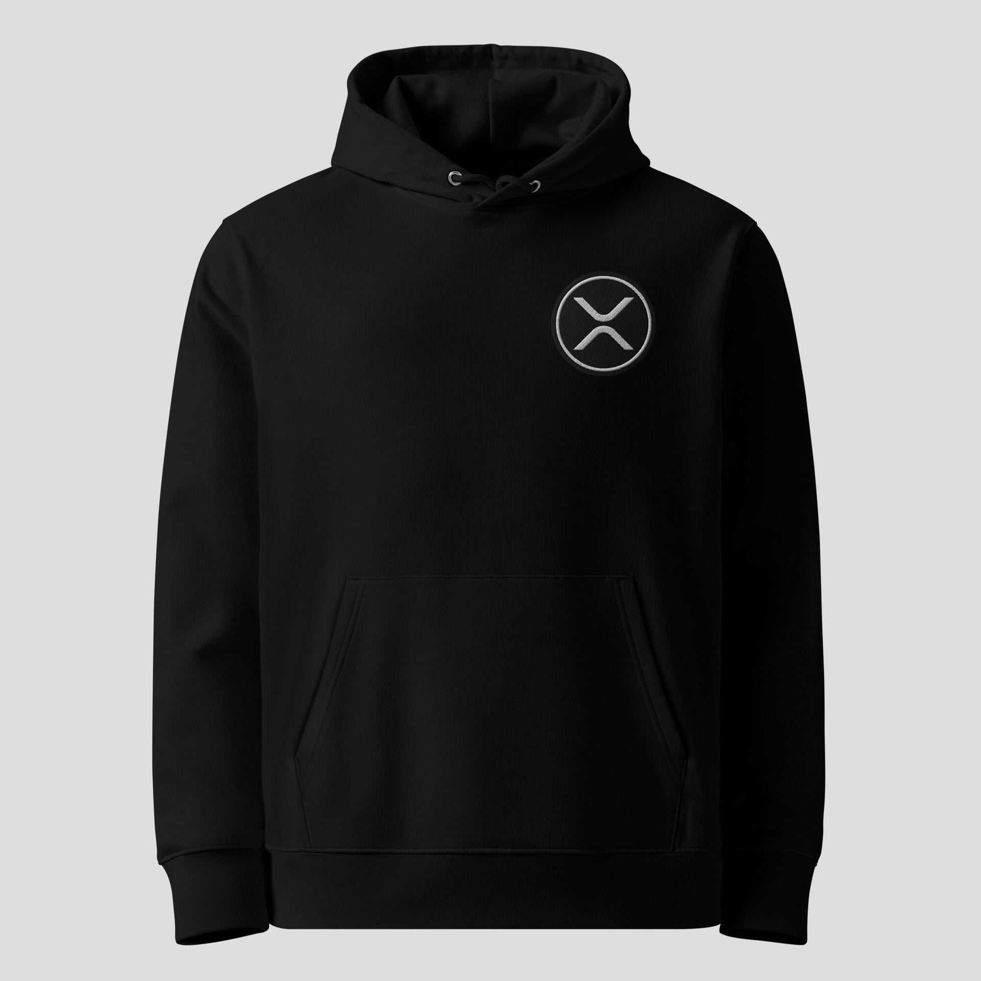 Minimal XRP Inspired Embroidered Hoodie - Premium Crypto Streetwear Heavyweight Hoodie featuring premium XRP-inspired hoodie styling for crypto culture, view 1